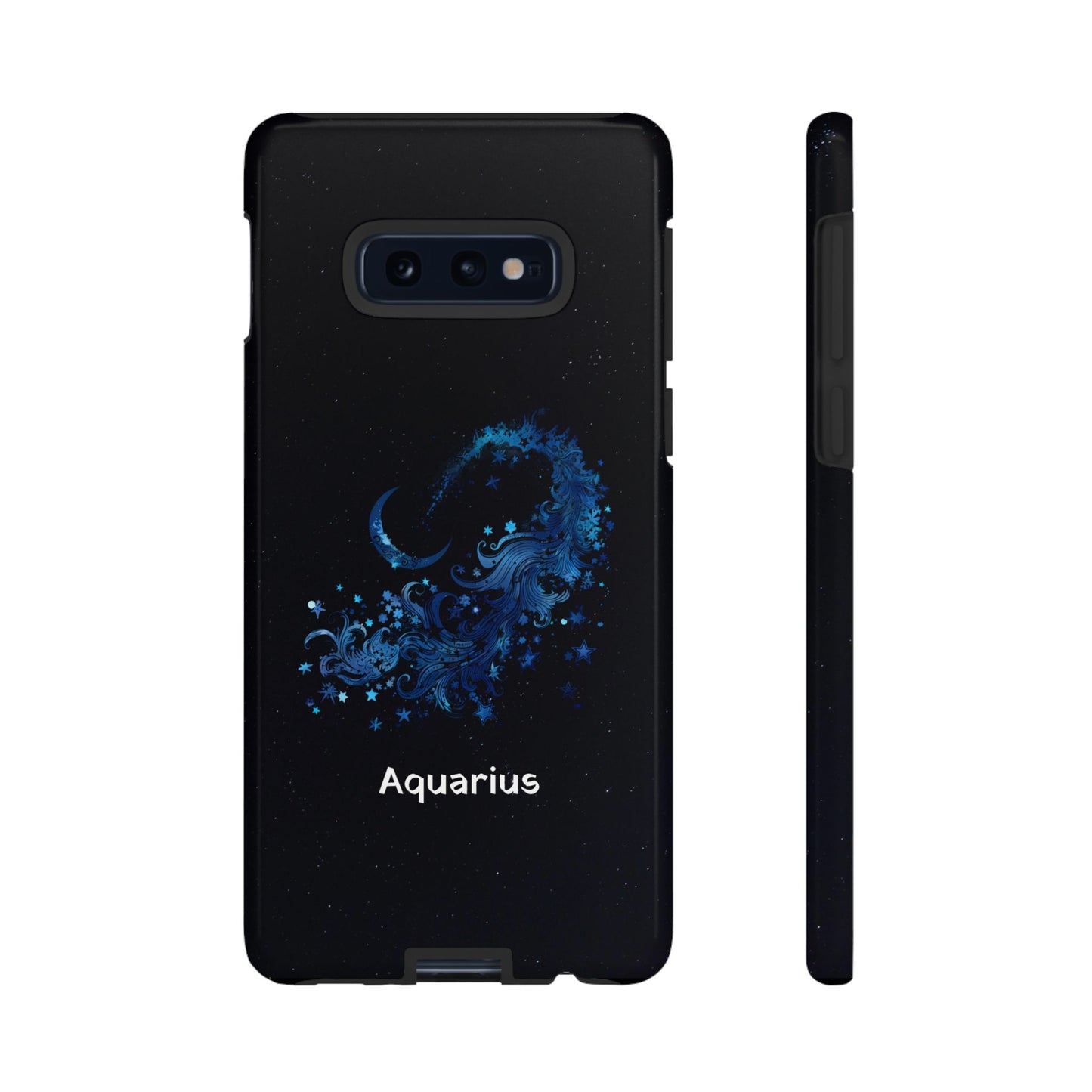 Aquarius Zodiac Star Sign Black Glossy Phone Case Tough Protection for iPhone or Samsung Galaxy