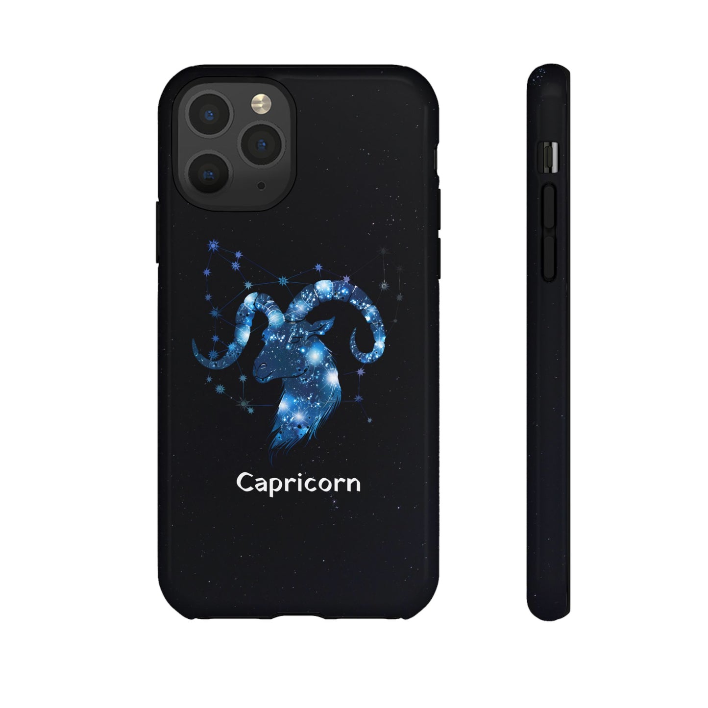 Capricorn Zodiac Star Sign Black Glossy Phone Case Tough Protection for iPhone or Samsung Galaxy