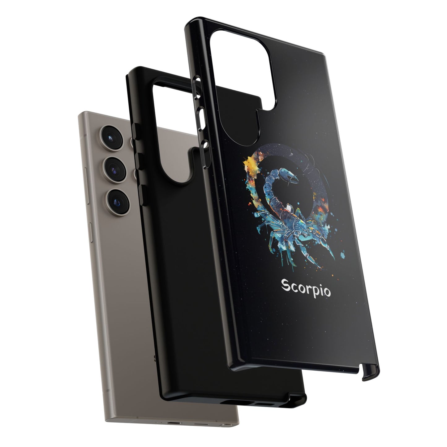 Scorpio Zodiac Star Sign Black Glossy Phone Case Tough Protection for iPhone or Samsung Galaxy