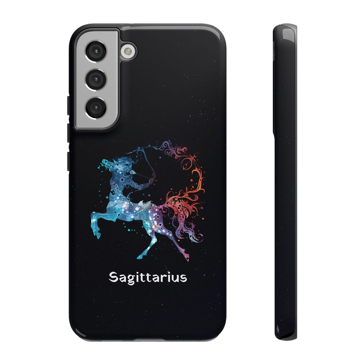 Sagittarius Zodiac Star Sign Black Glossy Phone Case Tough Protection for iPhone or Samsung Galaxy