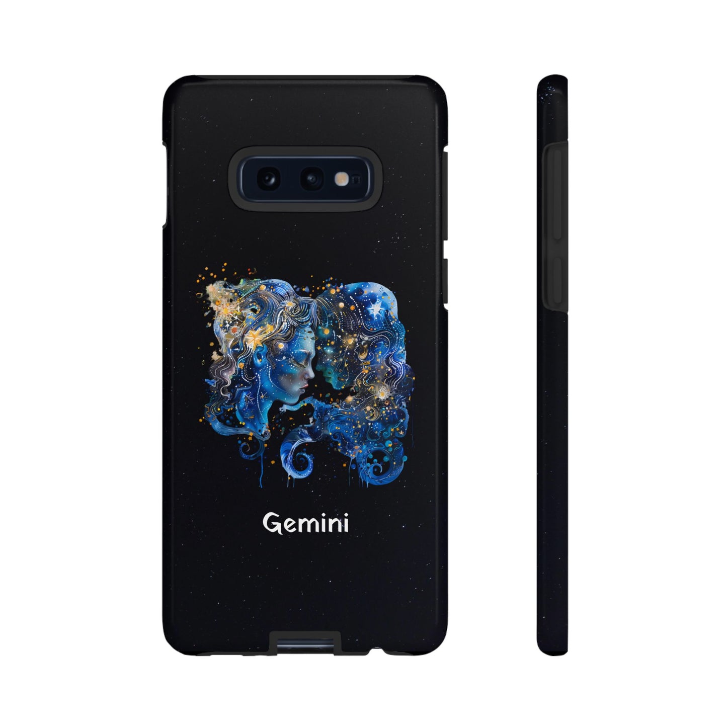 Gemini Zodiac Star Sign Black Glossy Phone Case Tough Protection for iPhone or Samsung Galaxy