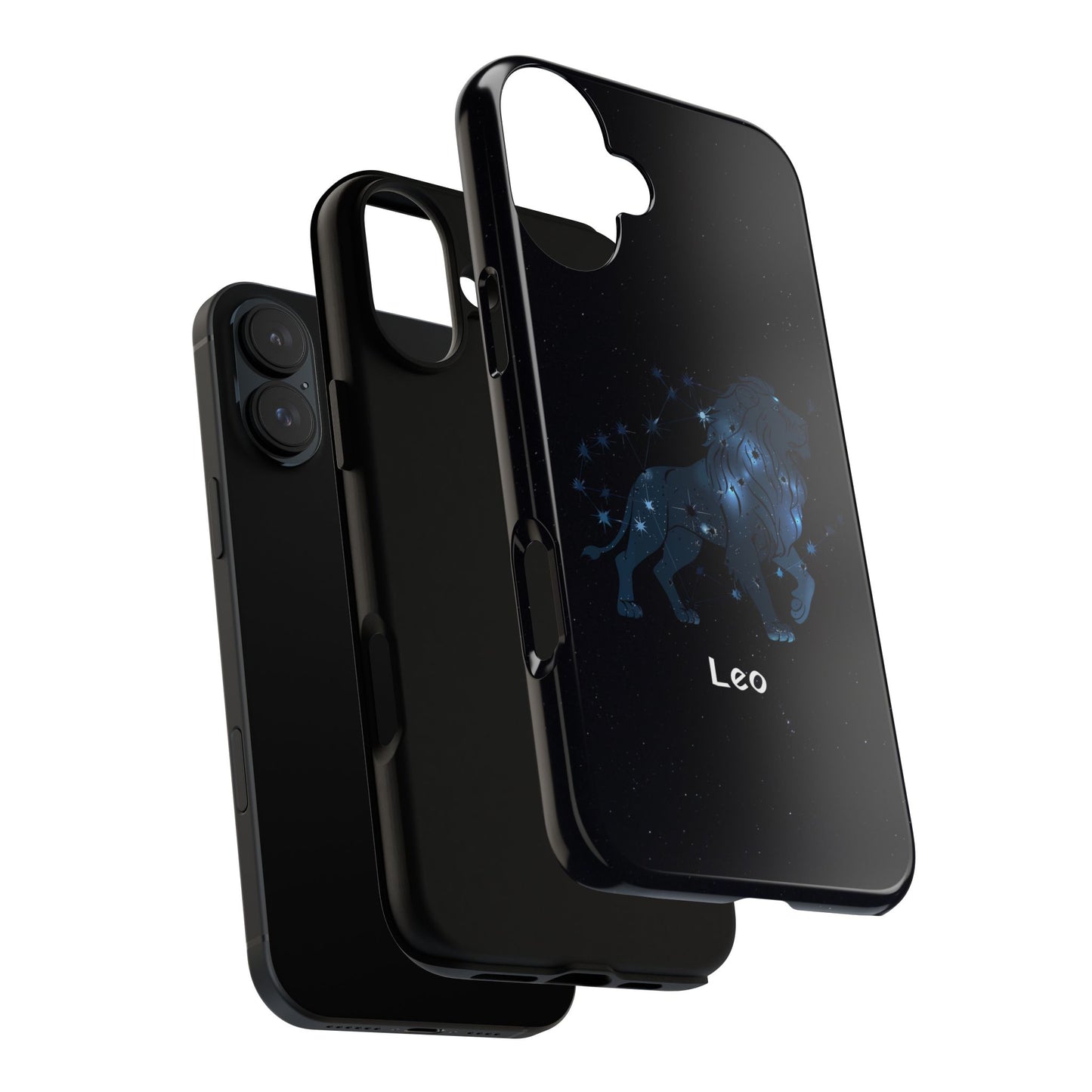 Leo Star Sign Zodiac Black Glossy Phone Case Tough Protection for iPhone or Samsung Galaxy