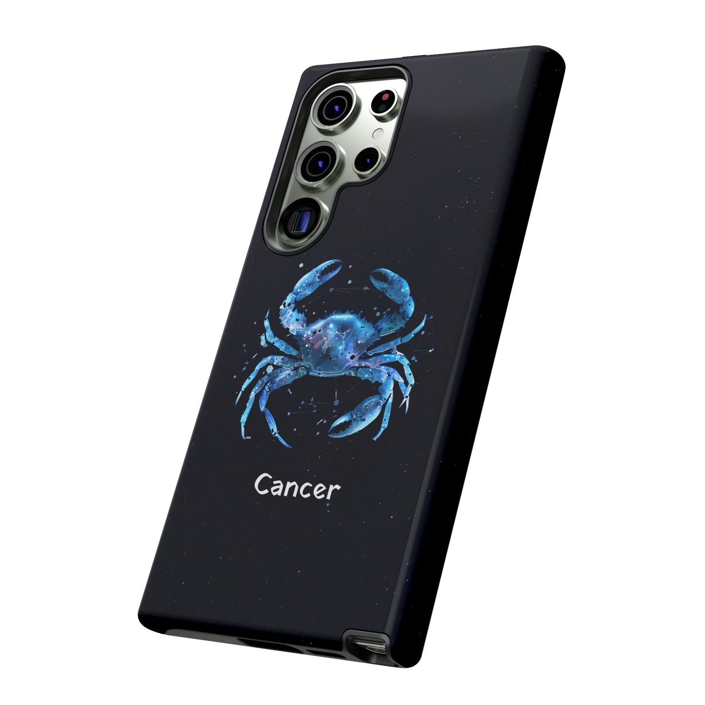 Cancer Zodiac Star Sign Black Glossy Phone Case Tough Protection for iPhone or Samsung Galaxy