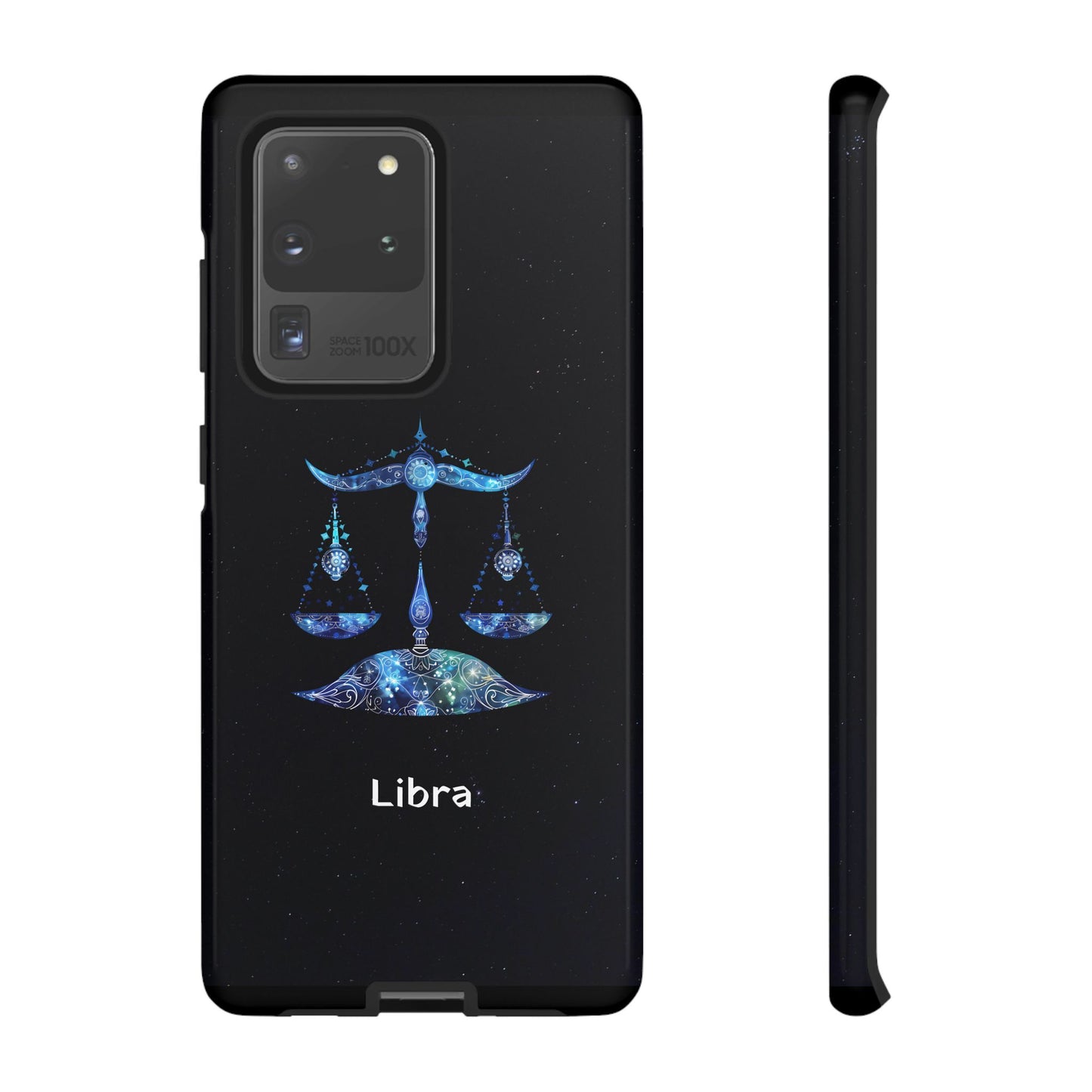 Libra Zodiac Star Sign Black Glossy Phone Case Tough Protection for iPhone or Samsung Galaxy