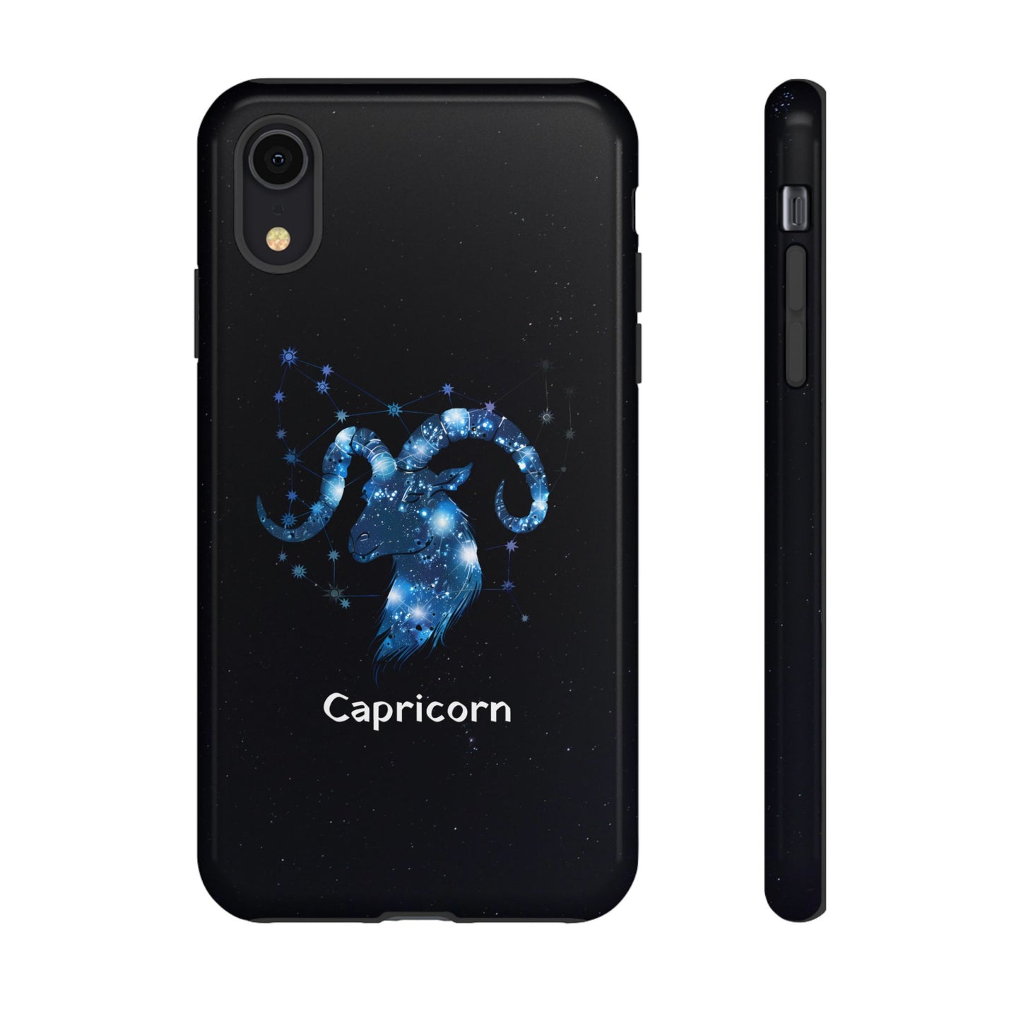Capricorn Zodiac Star Sign Black Glossy Phone Case Tough Protection for iPhone or Samsung Galaxy