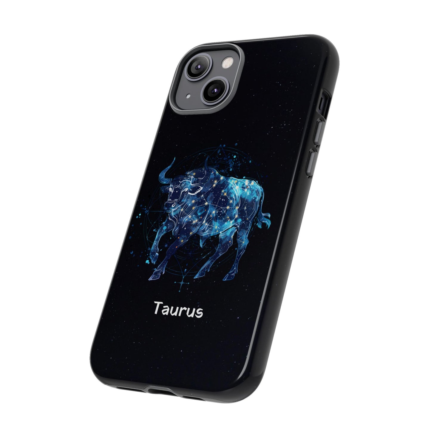 Taurus Zodiac Star Sign Black Glossy Phone Case Tough Protection for iPhone or Samsung Galaxy