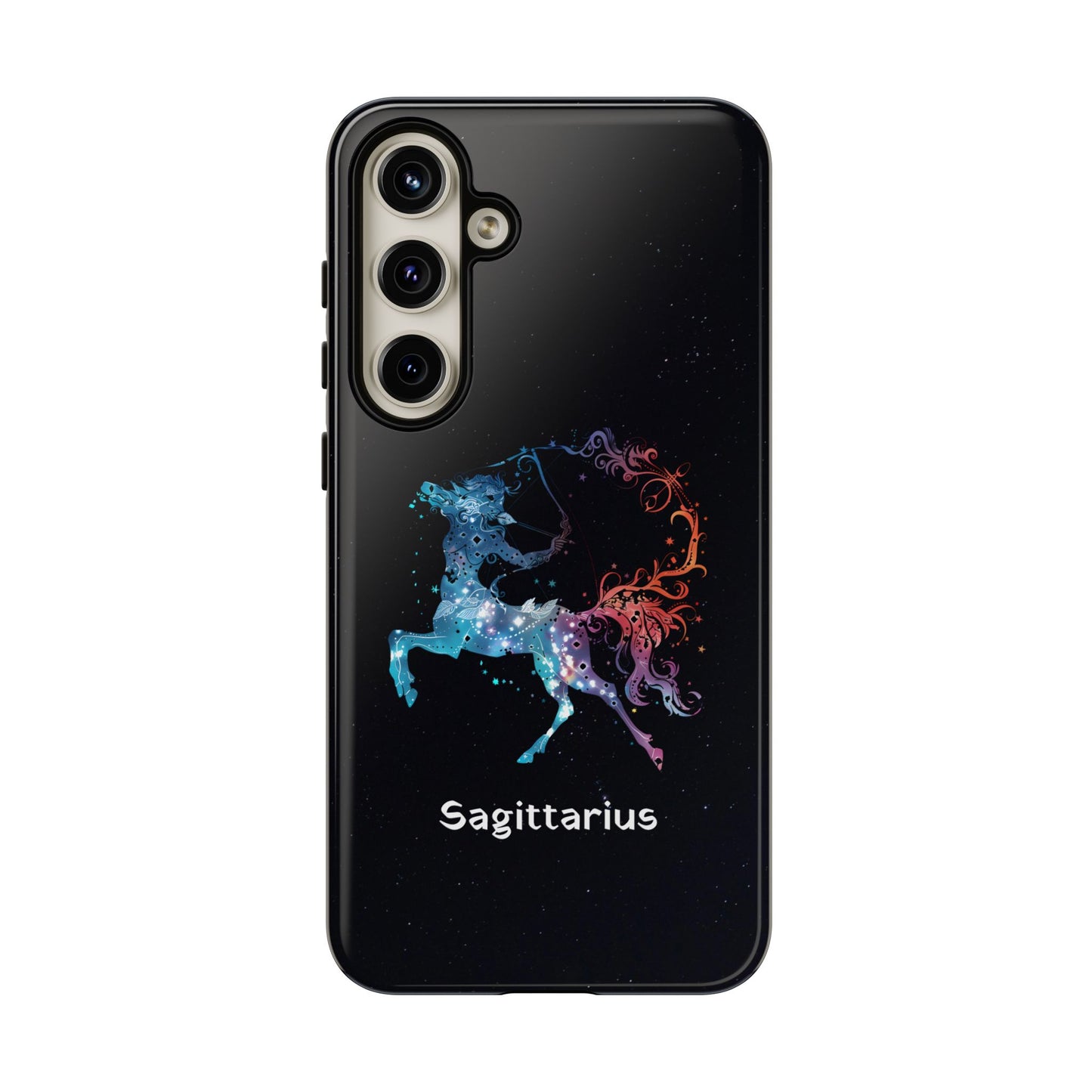 Sagittarius Zodiac Star Sign Black Glossy Phone Case Tough Protection for iPhone or Samsung Galaxy