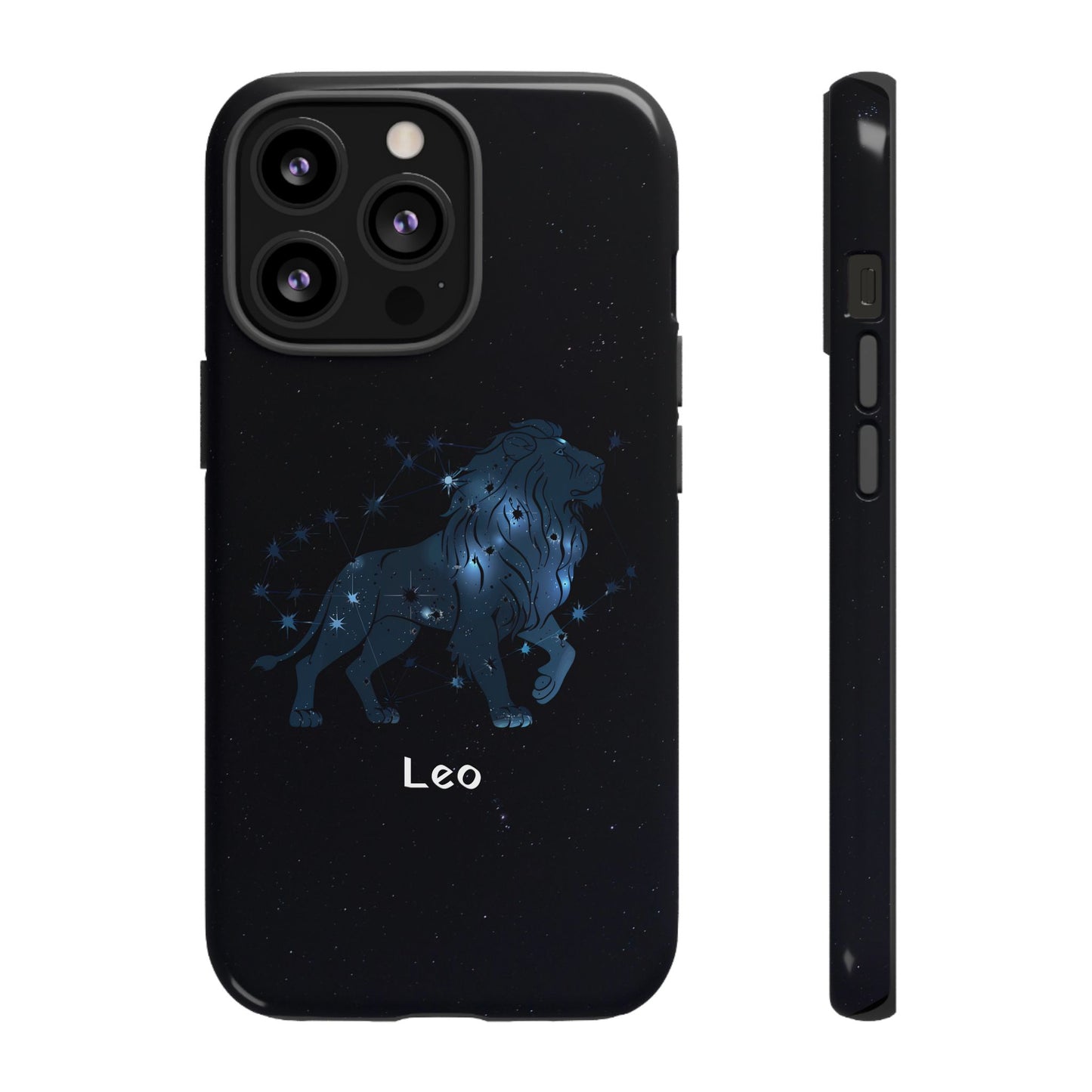 Leo Star Sign Zodiac Black Glossy Phone Case Tough Protection for iPhone or Samsung Galaxy