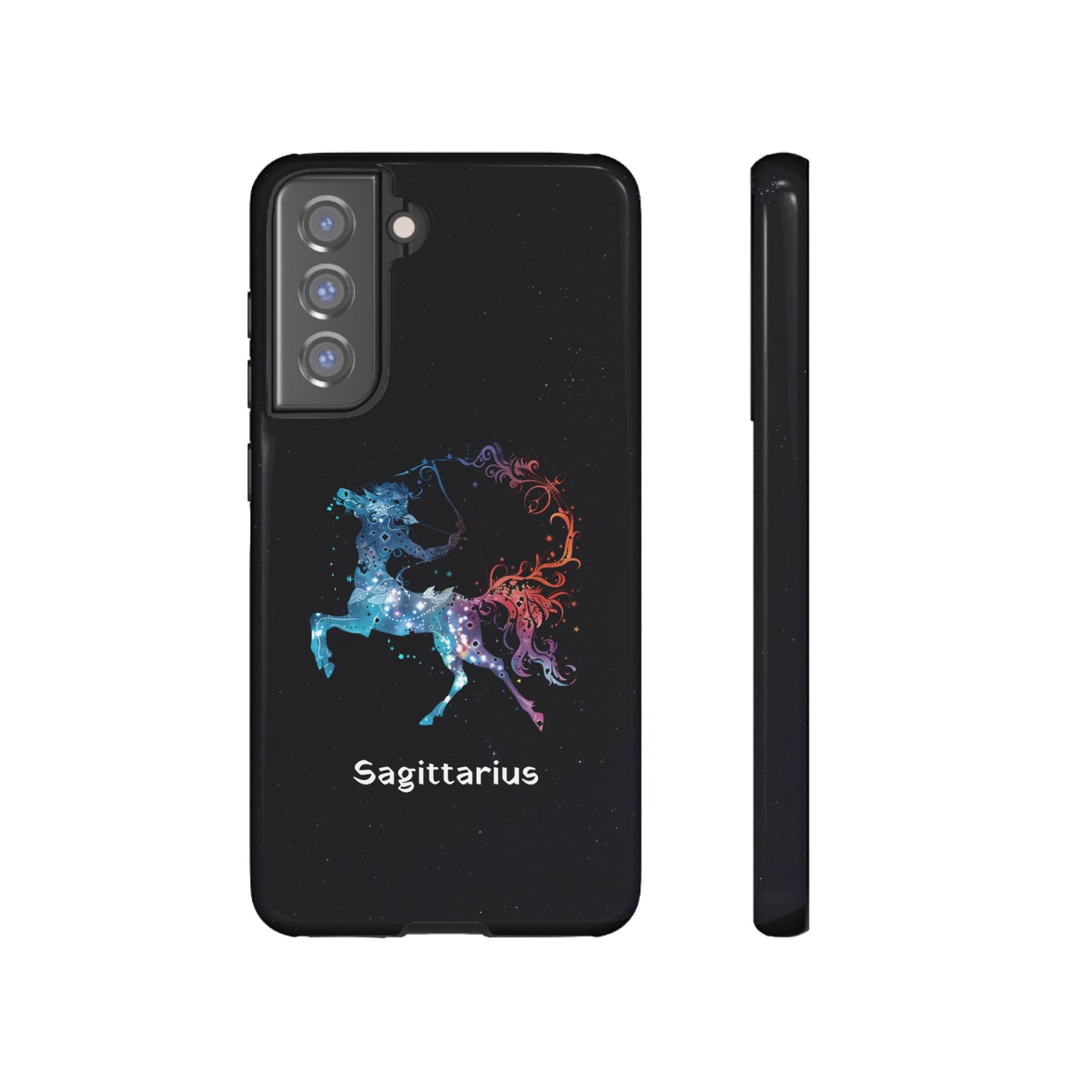 Sagittarius Zodiac Star Sign Black Glossy Phone Case Tough Protection for iPhone or Samsung Galaxy
