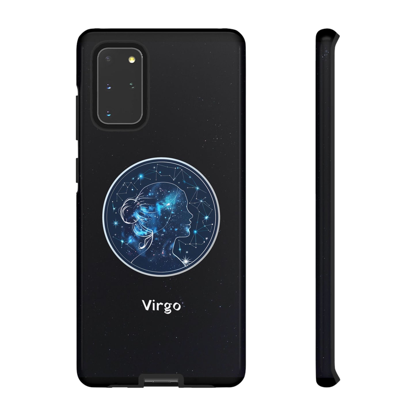 Virgo Zodiac Star Sign Black Glossy Phone Case Tough Protection for iPhone or Samsung Galaxy