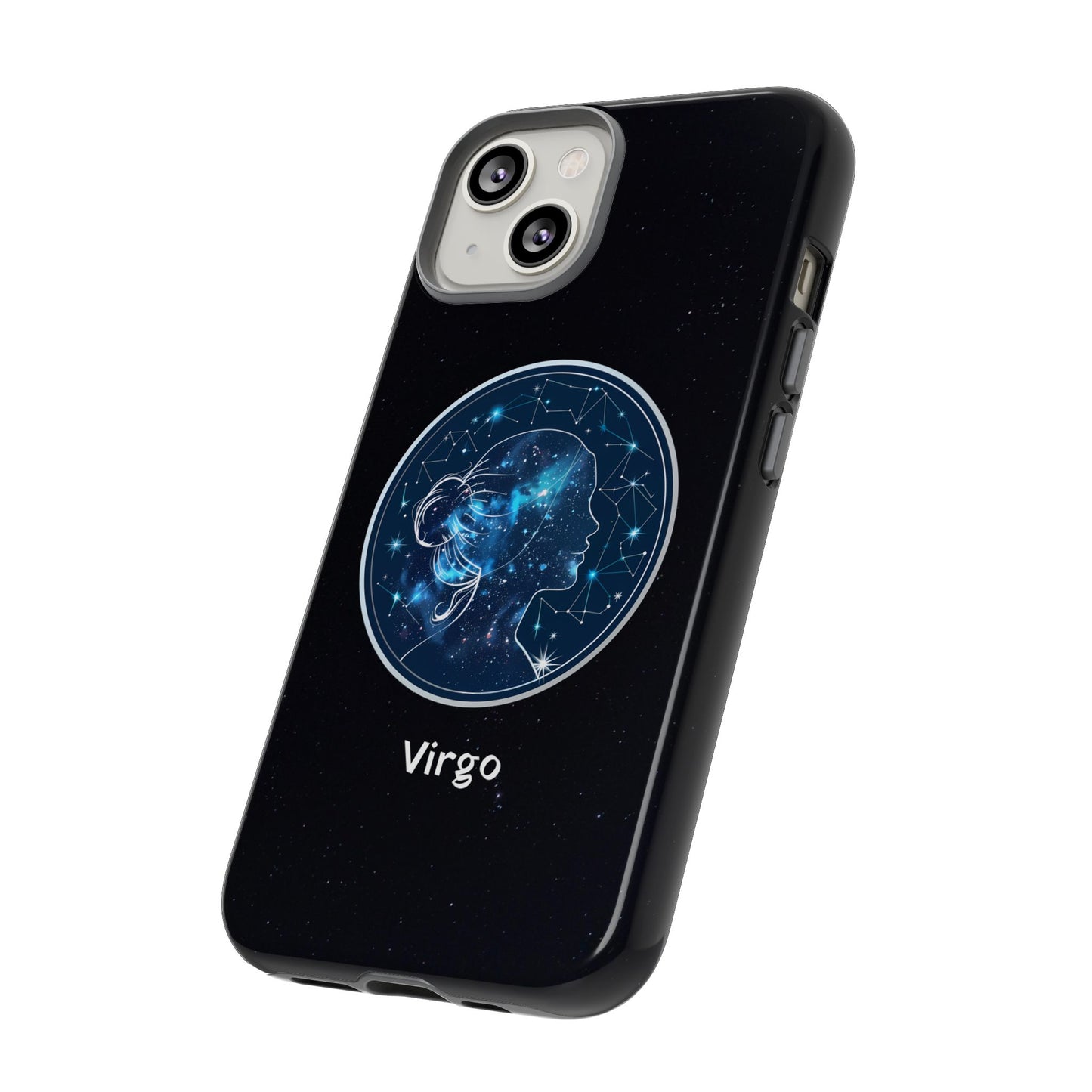 Virgo Zodiac Star Sign Black Glossy Phone Case Tough Protection for iPhone or Samsung Galaxy