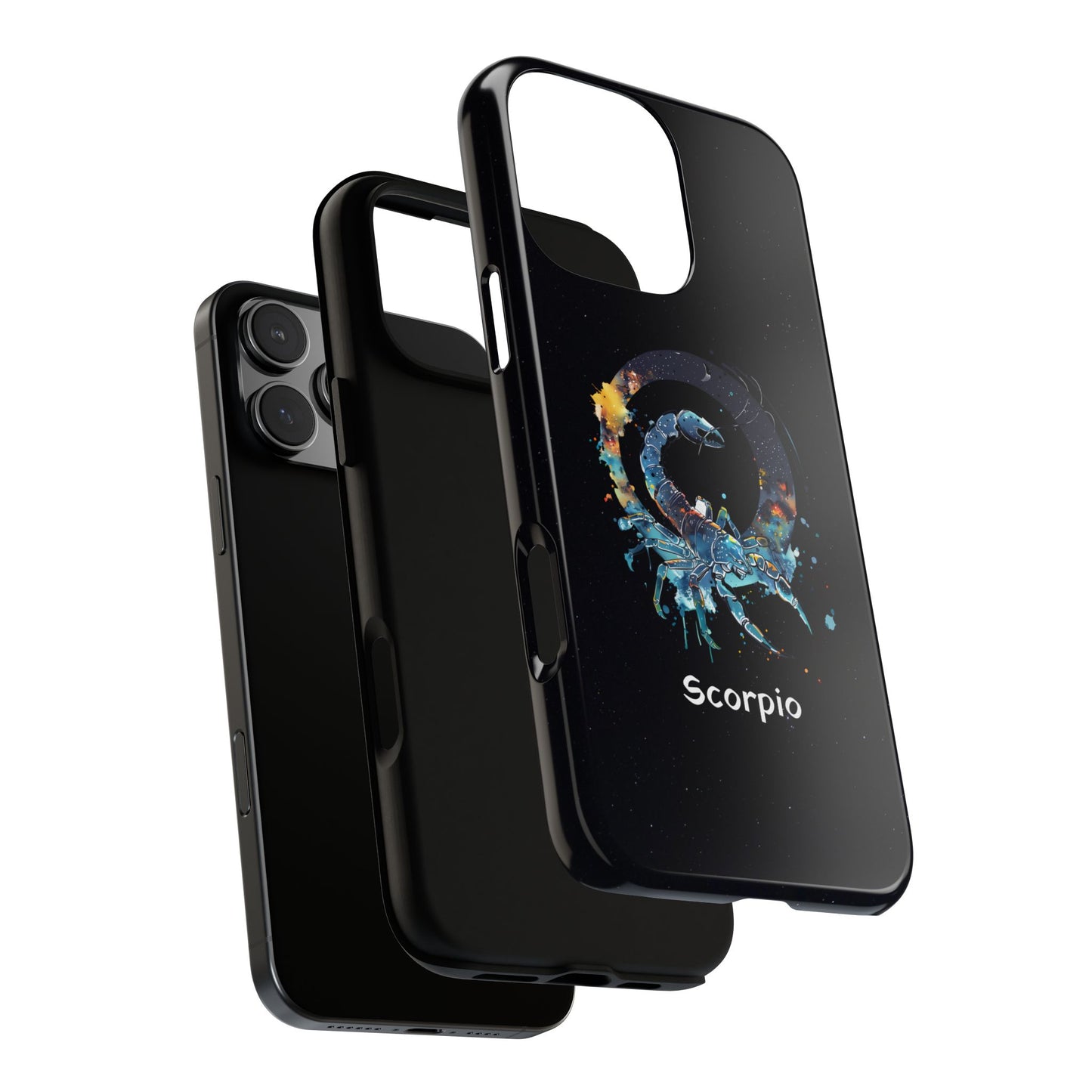 Scorpio Zodiac Star Sign Black Glossy Phone Case Tough Protection for iPhone or Samsung Galaxy
