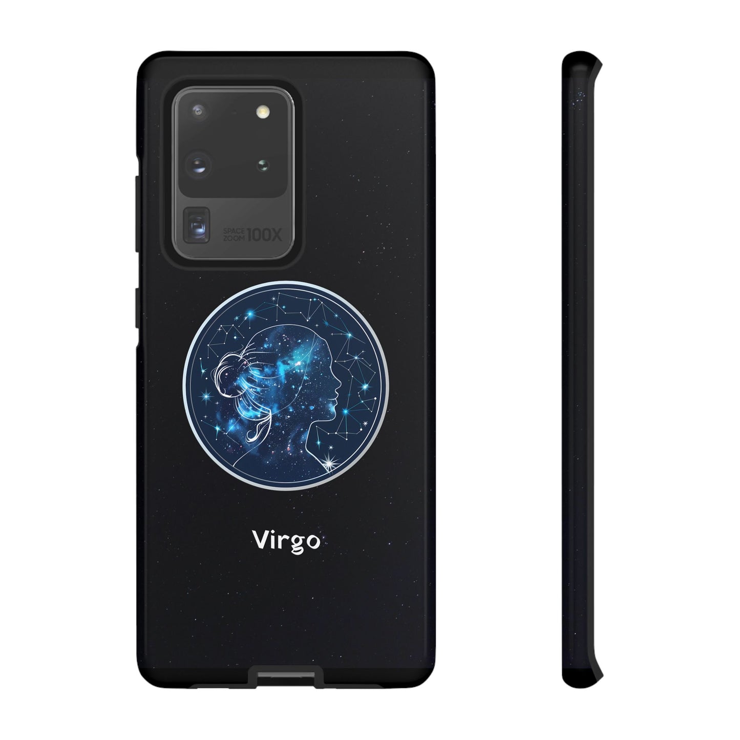 Virgo Zodiac Star Sign Black Glossy Phone Case Tough Protection for iPhone or Samsung Galaxy