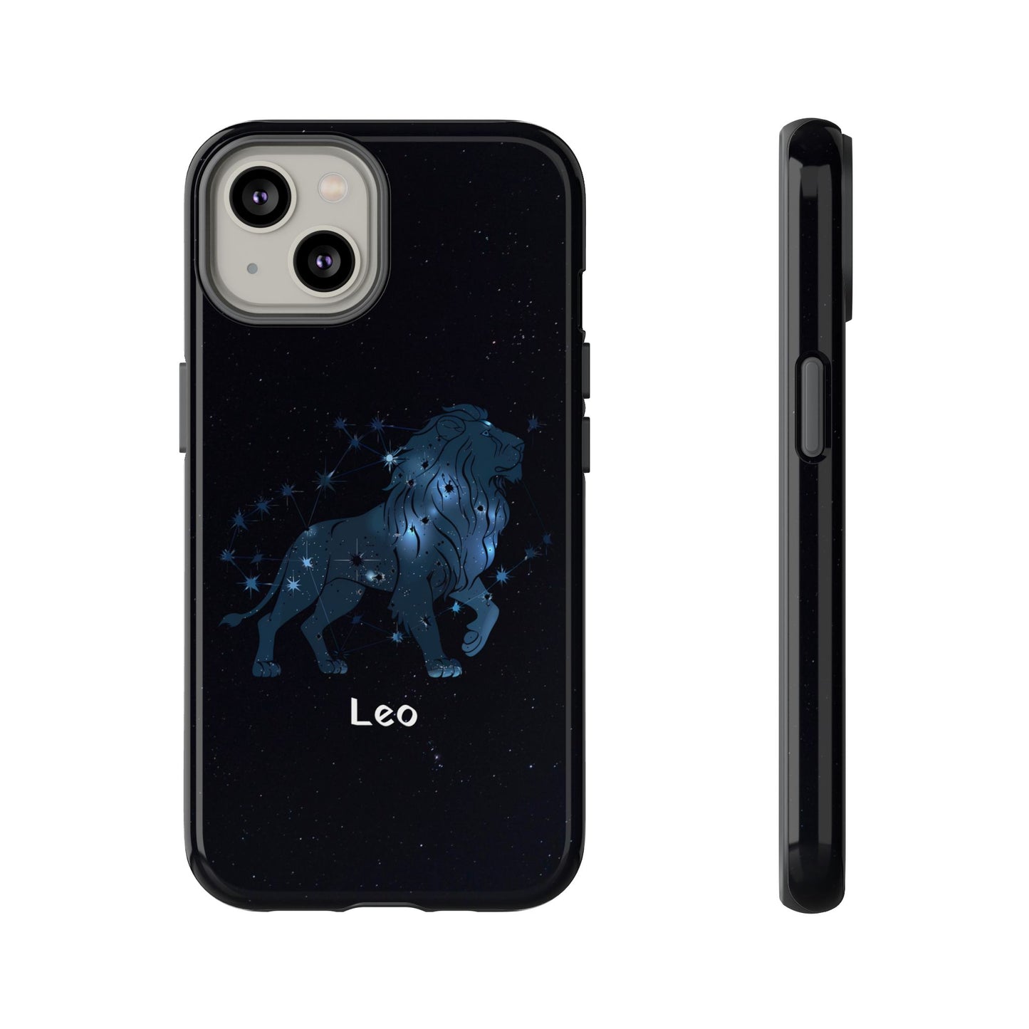 Leo Star Sign Zodiac Black Glossy Phone Case Tough Protection for iPhone or Samsung Galaxy