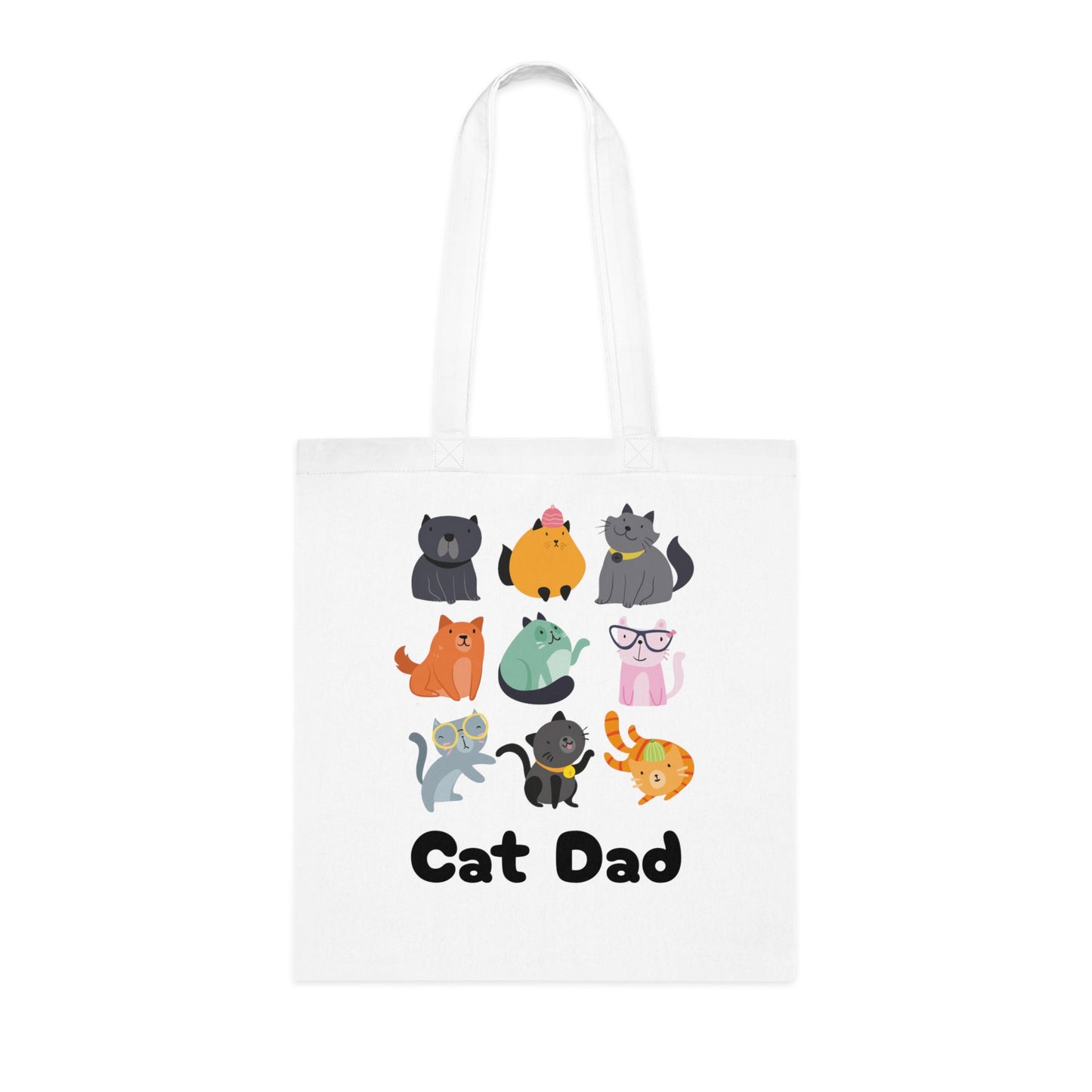Cat Dad Large Cotton Tote Bag in Various Colours - Perfect Gift for Cat Lovers