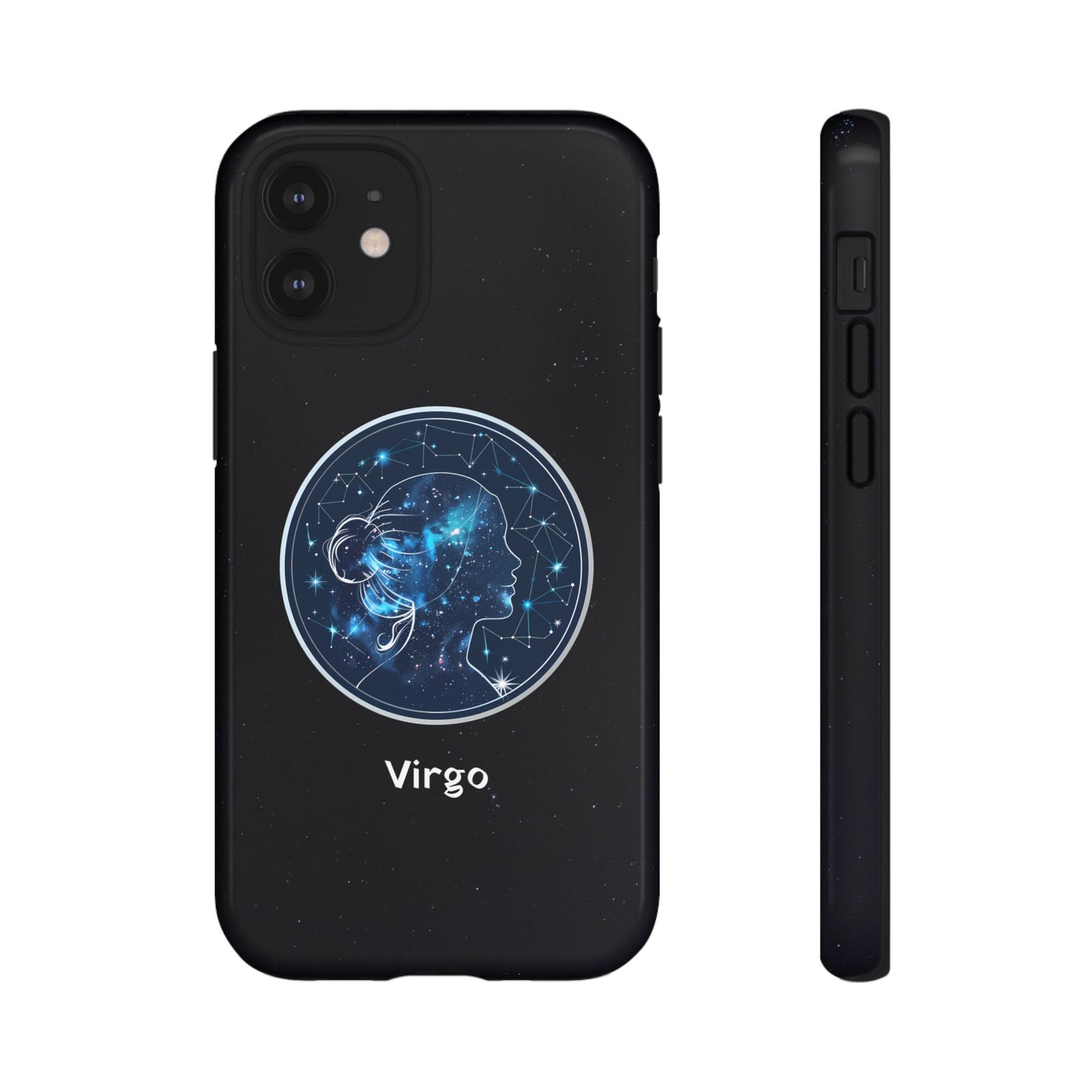 Virgo Zodiac Star Sign Black Glossy Phone Case Tough Protection for iPhone or Samsung Galaxy