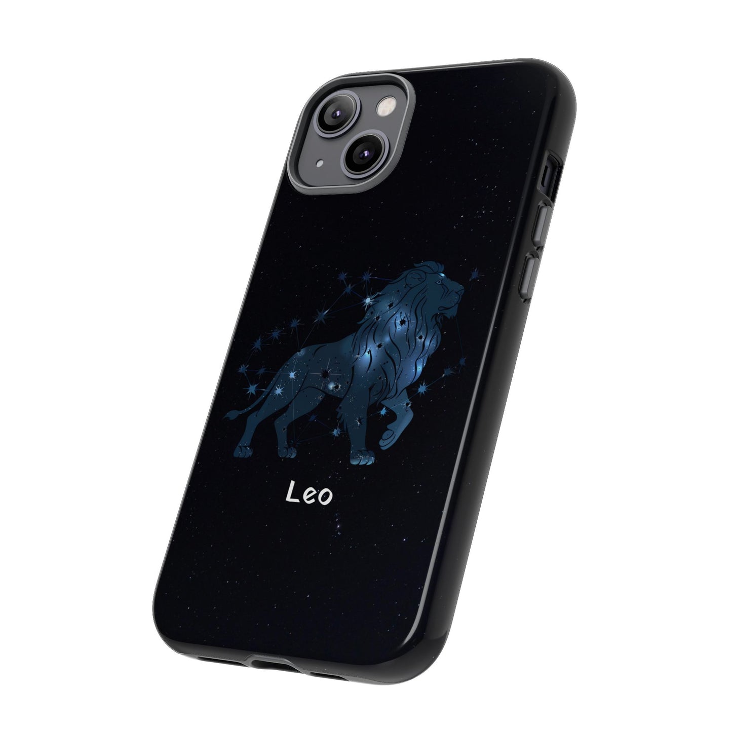 Leo Star Sign Zodiac Black Glossy Phone Case Tough Protection for iPhone or Samsung Galaxy