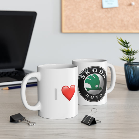 Skoda  - I Love my Skoda White Ceramic Coffee Cup 11oz, 15oz
