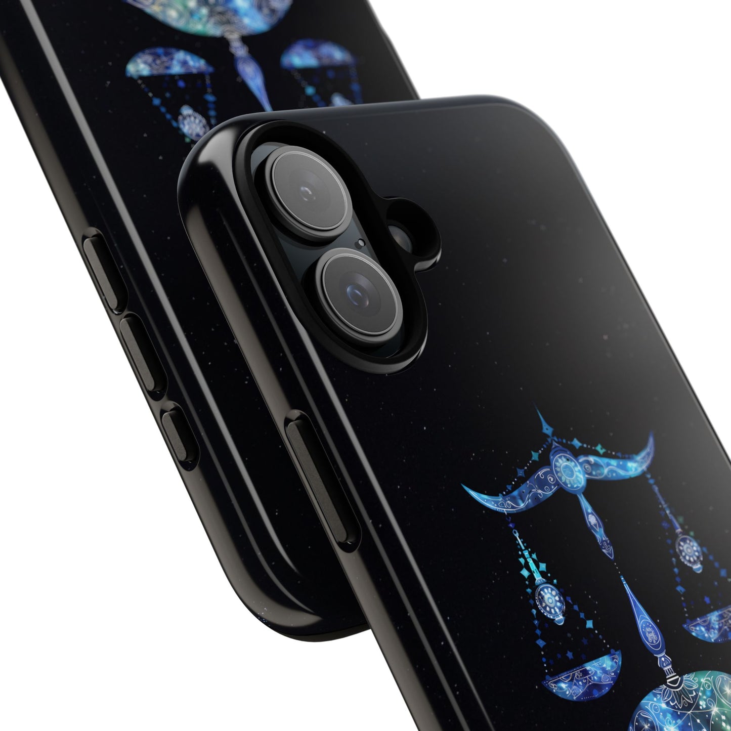 Libra Zodiac Star Sign Black Glossy Phone Case Tough Protection for iPhone or Samsung Galaxy