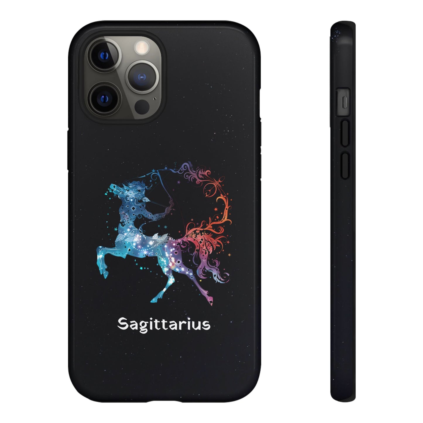 Sagittarius Zodiac Star Sign Black Glossy Phone Case Tough Protection for iPhone or Samsung Galaxy