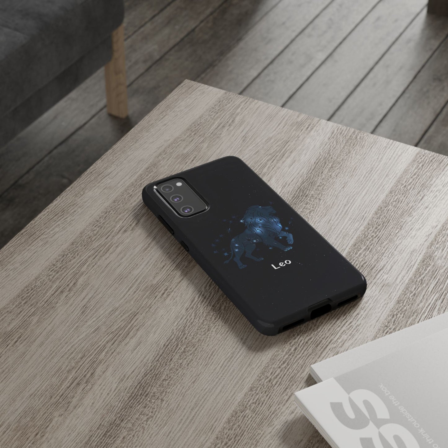 Leo Star Sign Zodiac Black Glossy Phone Case Tough Protection for iPhone or Samsung Galaxy