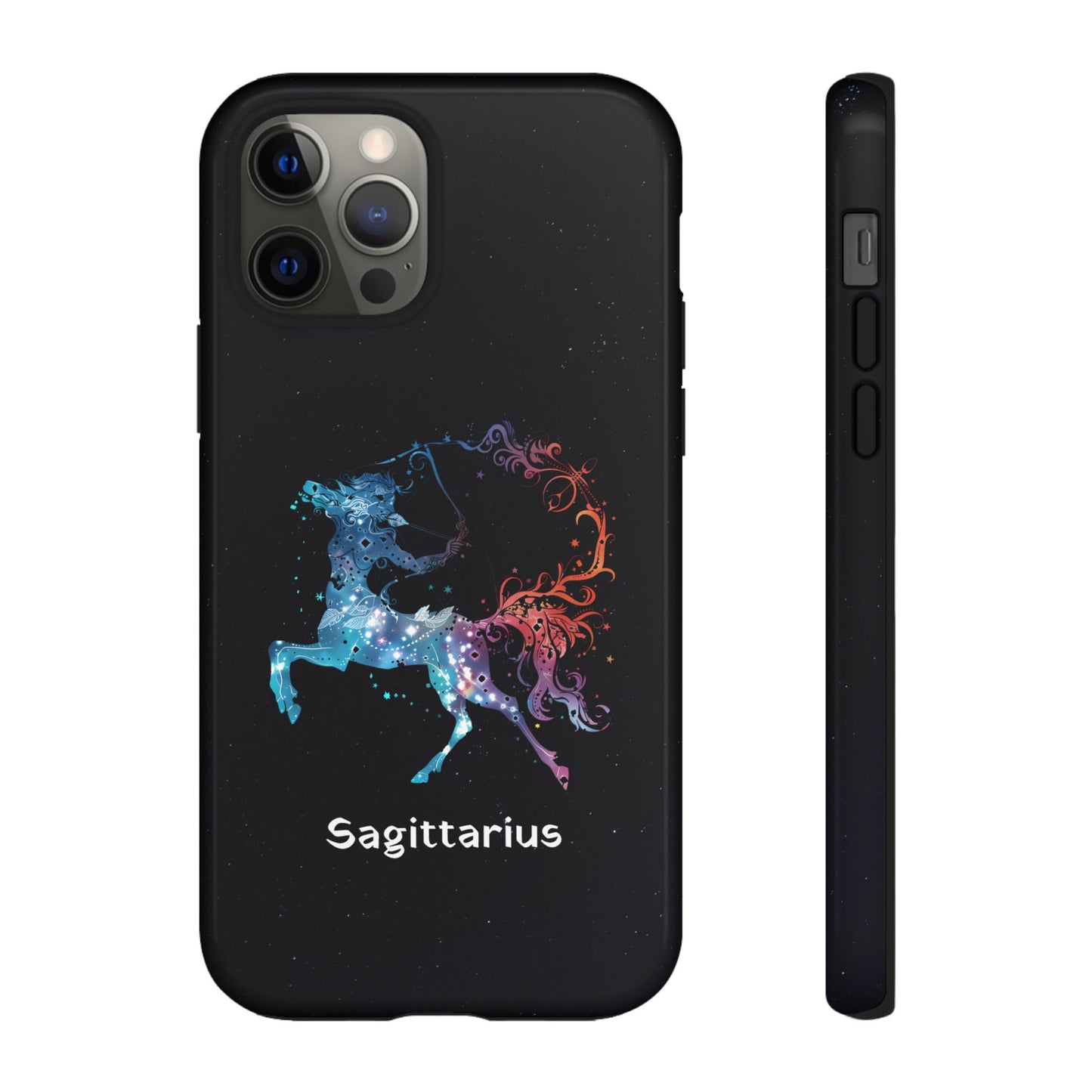 Sagittarius Zodiac Star Sign Black Glossy Phone Case Tough Protection for iPhone or Samsung Galaxy