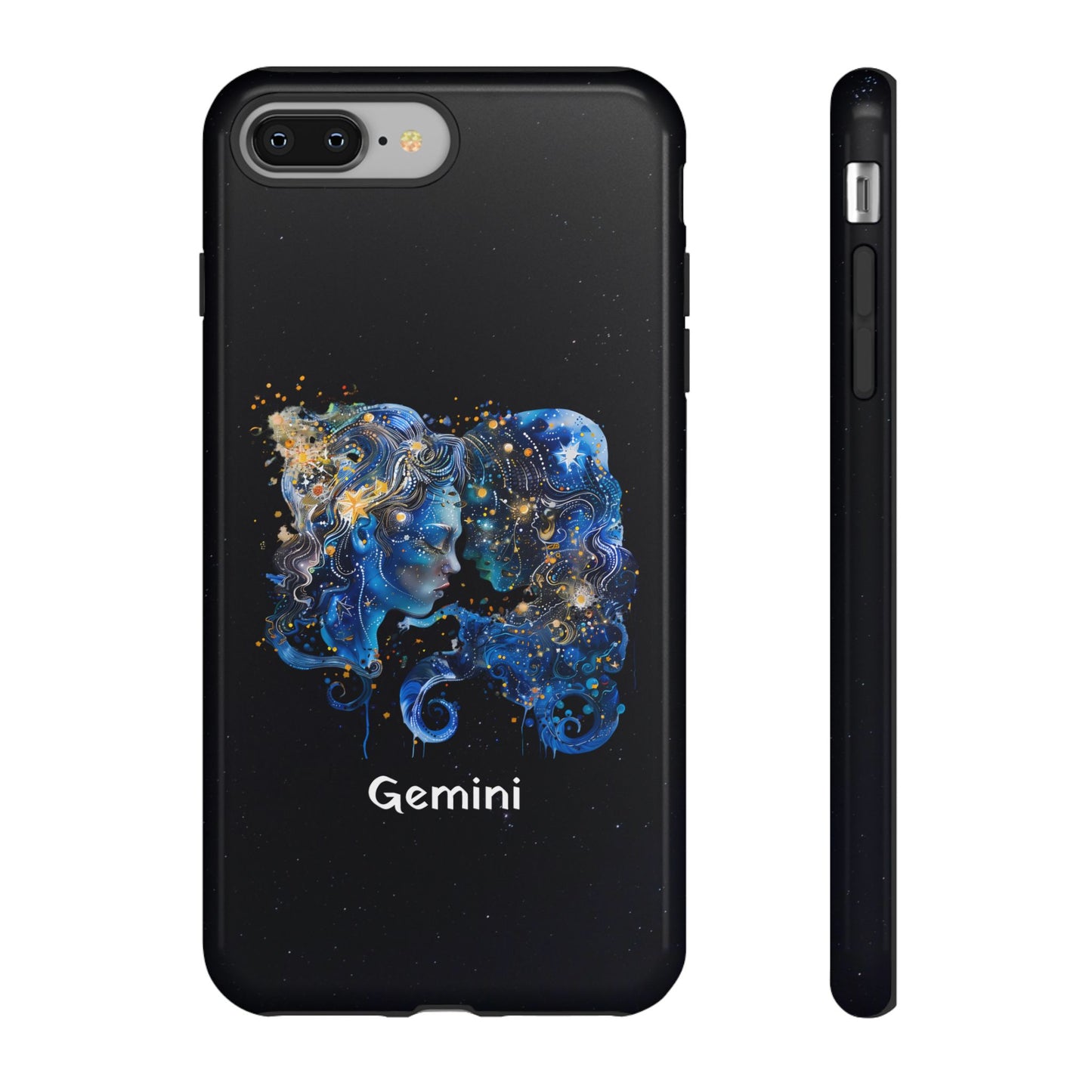 Gemini Zodiac Star Sign Black Glossy Phone Case Tough Protection for iPhone or Samsung Galaxy