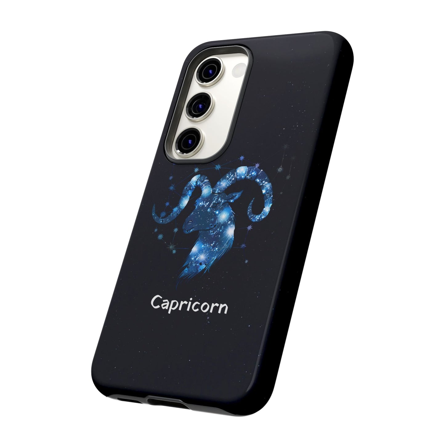Capricorn Zodiac Star Sign Black Glossy Phone Case Tough Protection for iPhone or Samsung Galaxy