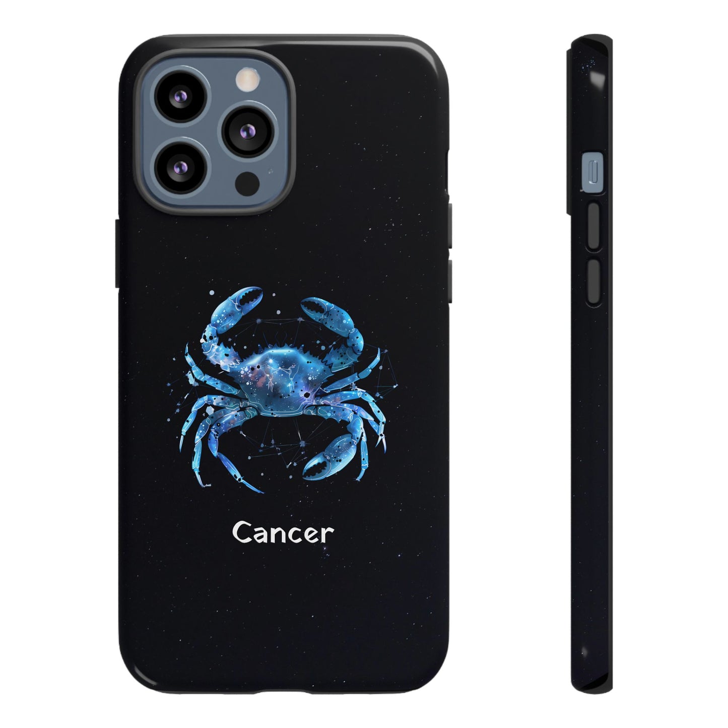 Cancer Zodiac Star Sign Black Glossy Phone Case Tough Protection for iPhone or Samsung Galaxy