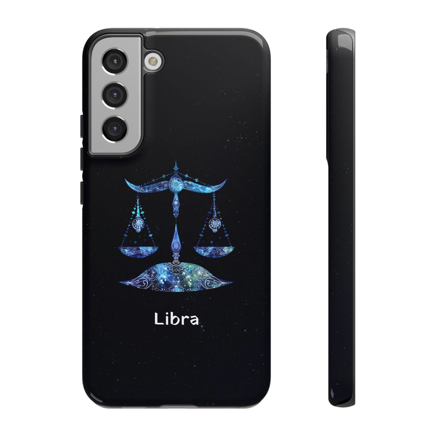 Libra Zodiac Star Sign Black Glossy Phone Case Tough Protection for iPhone or Samsung Galaxy