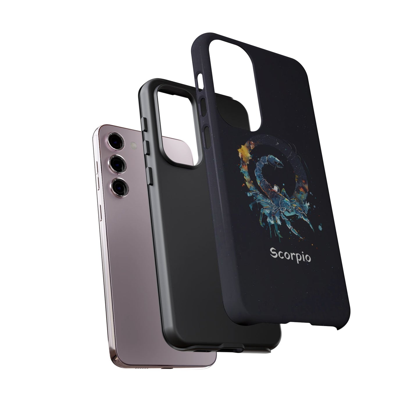 Scorpio Zodiac Star Sign Black Glossy Phone Case Tough Protection for iPhone or Samsung Galaxy