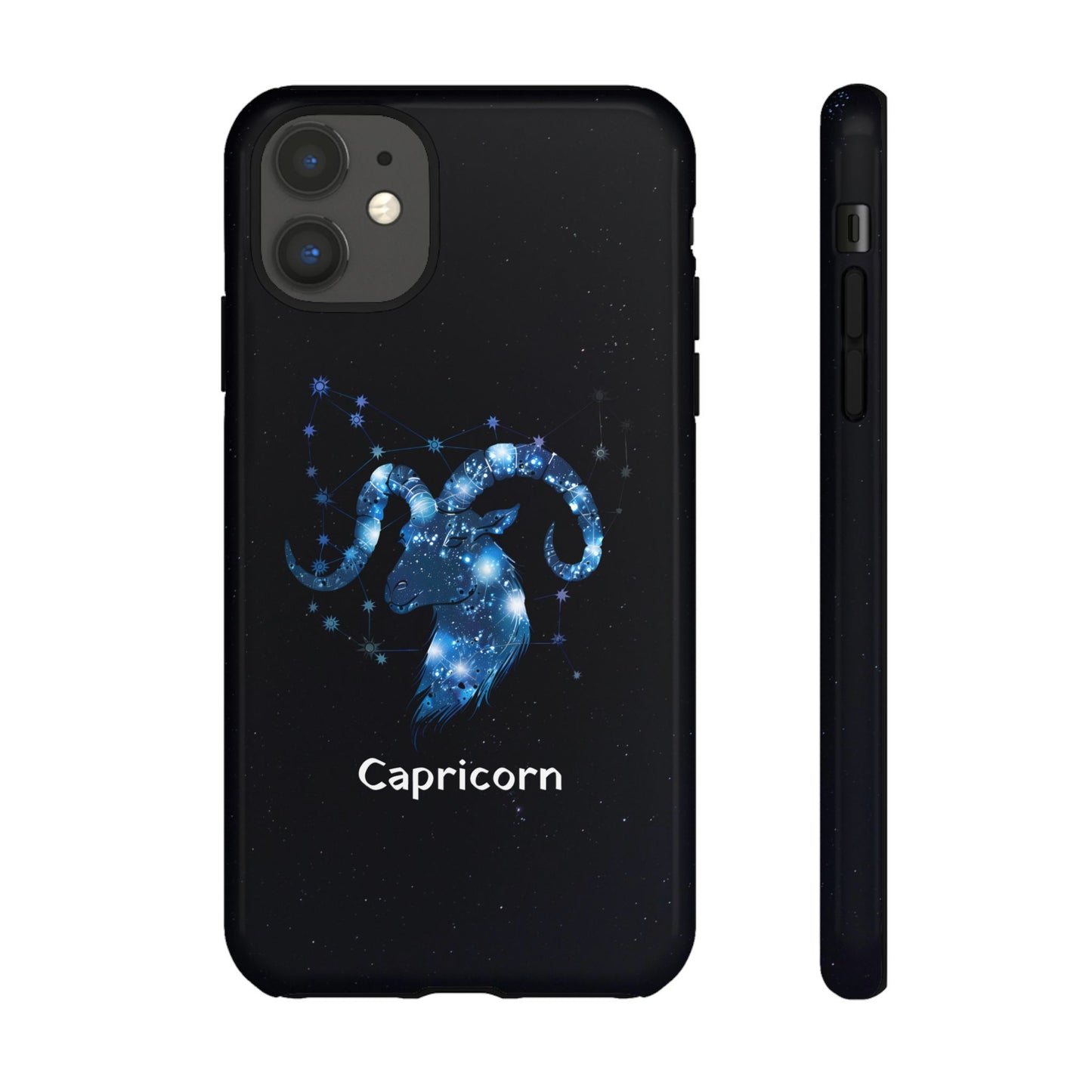 Capricorn Zodiac Star Sign Black Glossy Phone Case Tough Protection for iPhone or Samsung Galaxy