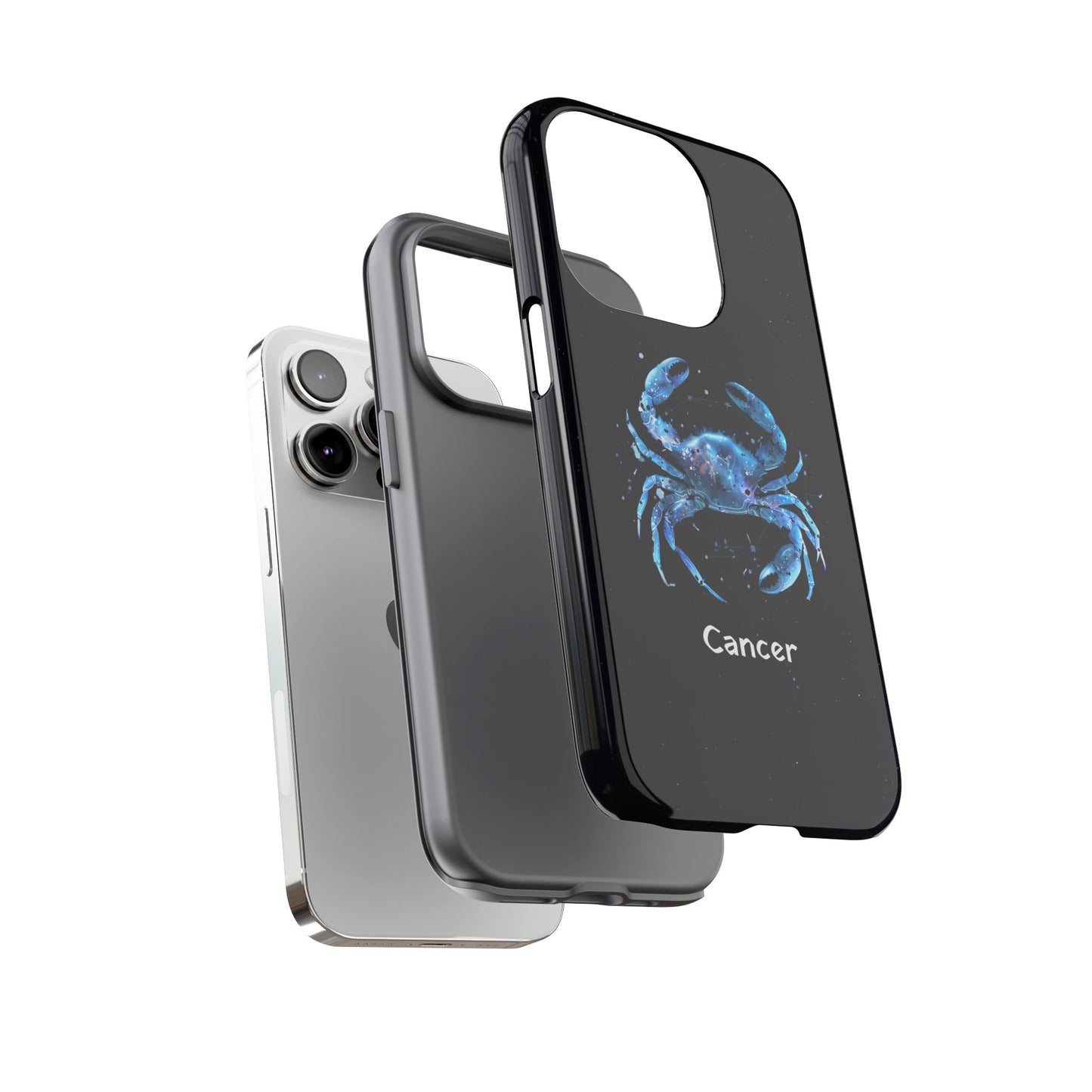 Cancer Zodiac Star Sign Black Glossy Phone Case Tough Protection for iPhone or Samsung Galaxy