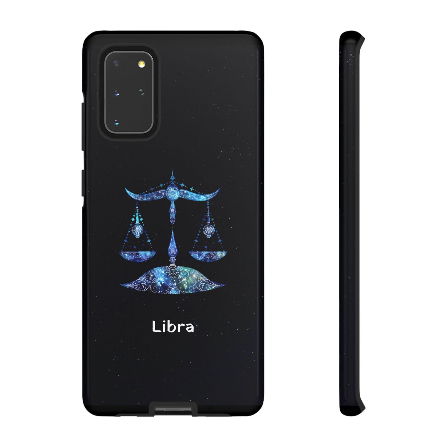 Libra Zodiac Star Sign Black Glossy Phone Case Tough Protection for iPhone or Samsung Galaxy