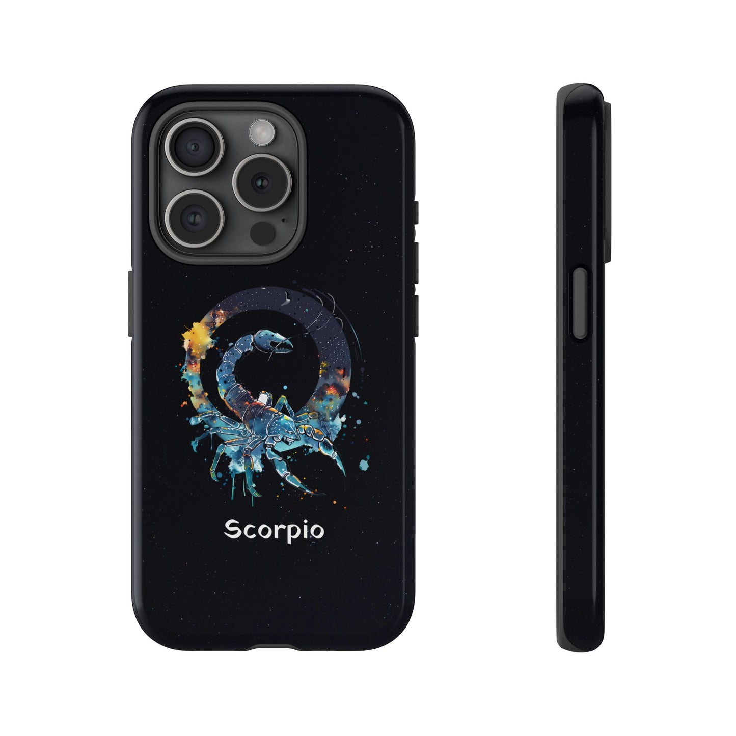 Scorpio Zodiac Star Sign Black Glossy Phone Case Tough Protection for iPhone or Samsung Galaxy