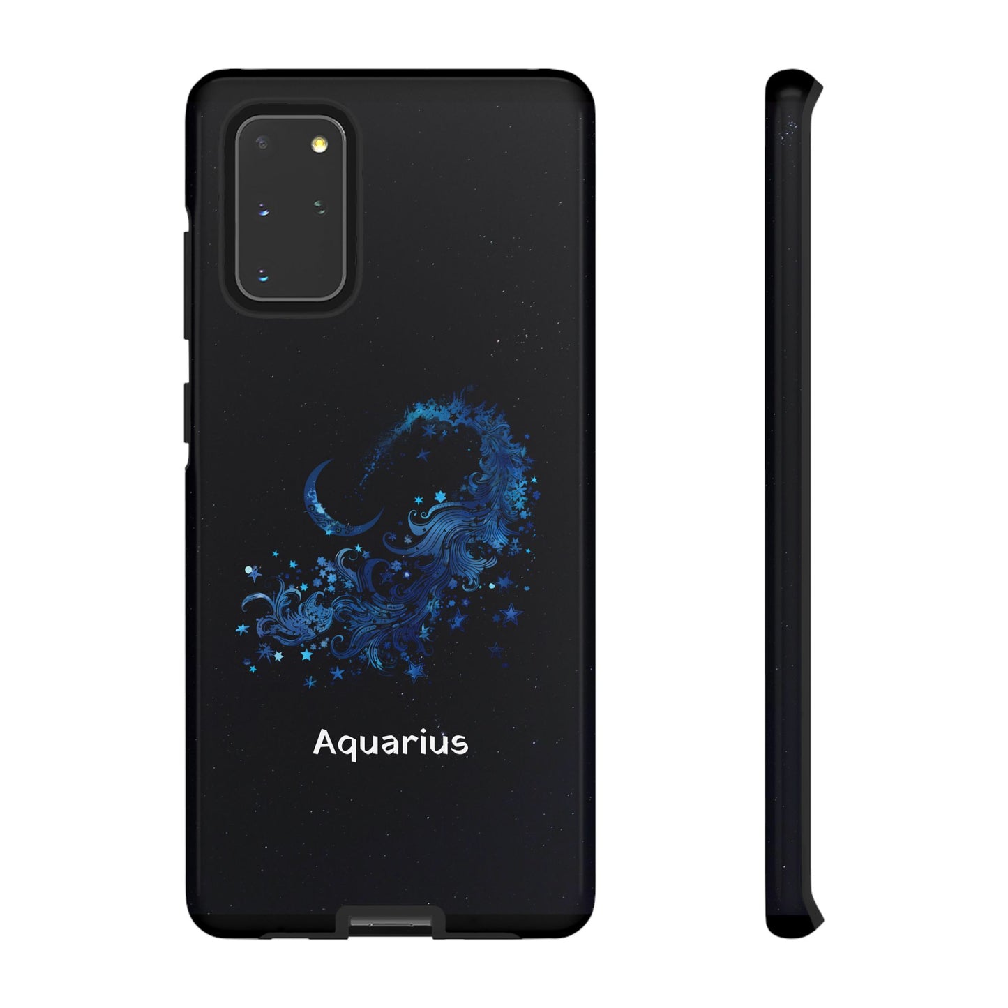 Aquarius Zodiac Star Sign Black Glossy Phone Case Tough Protection for iPhone or Samsung Galaxy
