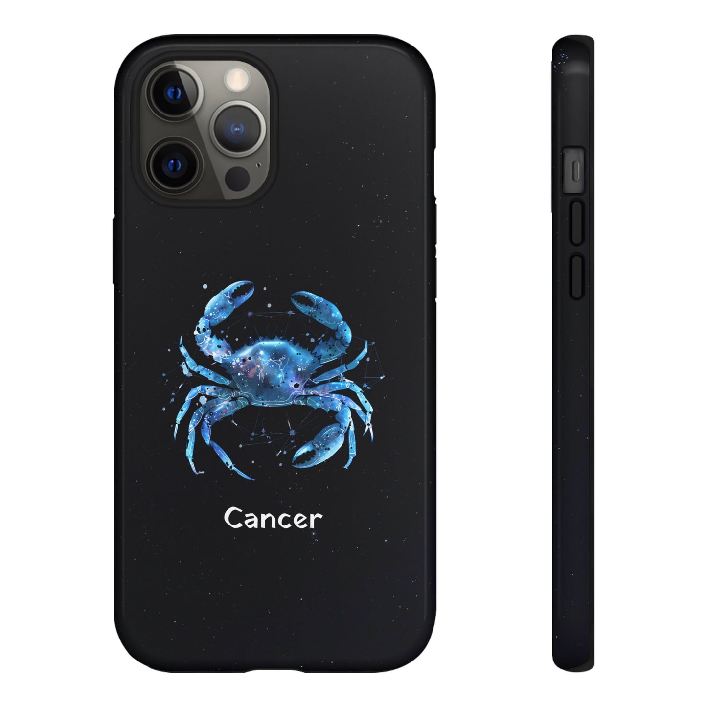 Cancer Zodiac Star Sign Black Glossy Phone Case Tough Protection for iPhone or Samsung Galaxy