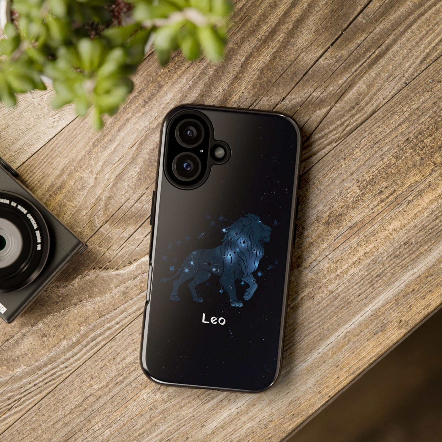 Leo Star Sign Zodiac Black Glossy Phone Case Tough Protection for iPhone or Samsung Galaxy