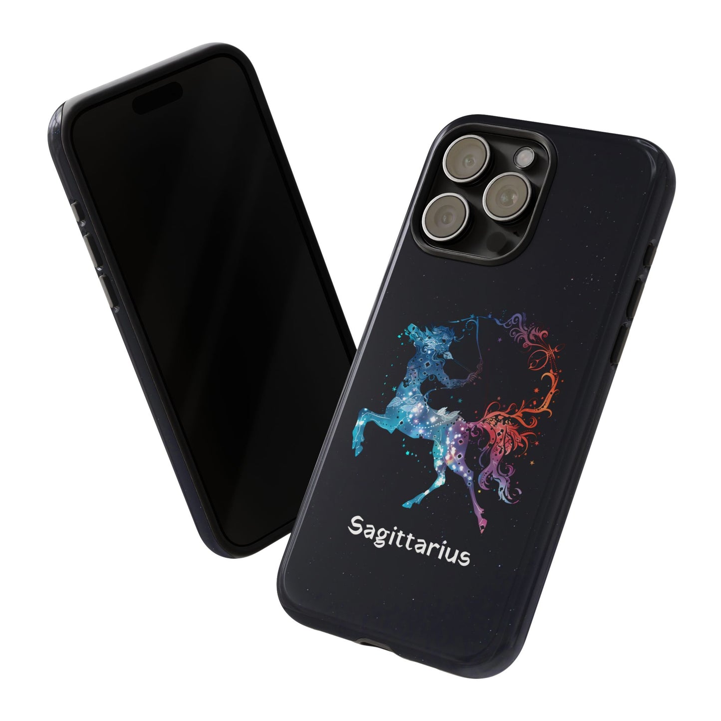 Sagittarius Zodiac Star Sign Black Glossy Phone Case Tough Protection for iPhone or Samsung Galaxy