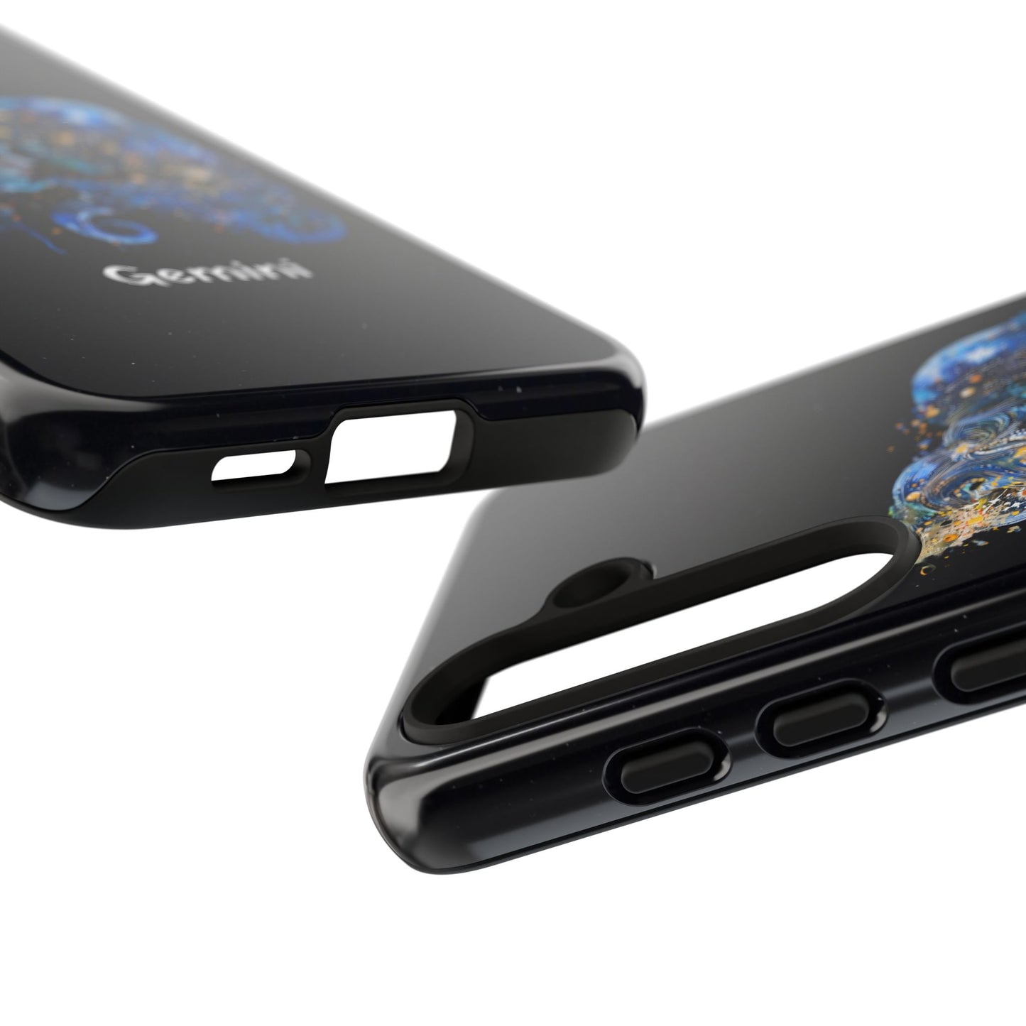 Gemini Zodiac Star Sign Black Glossy Phone Case Tough Protection for iPhone or Samsung Galaxy