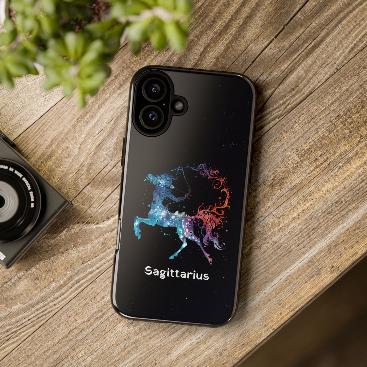 Sagittarius Zodiac Star Sign Black Glossy Phone Case Tough Protection for iPhone or Samsung Galaxy
