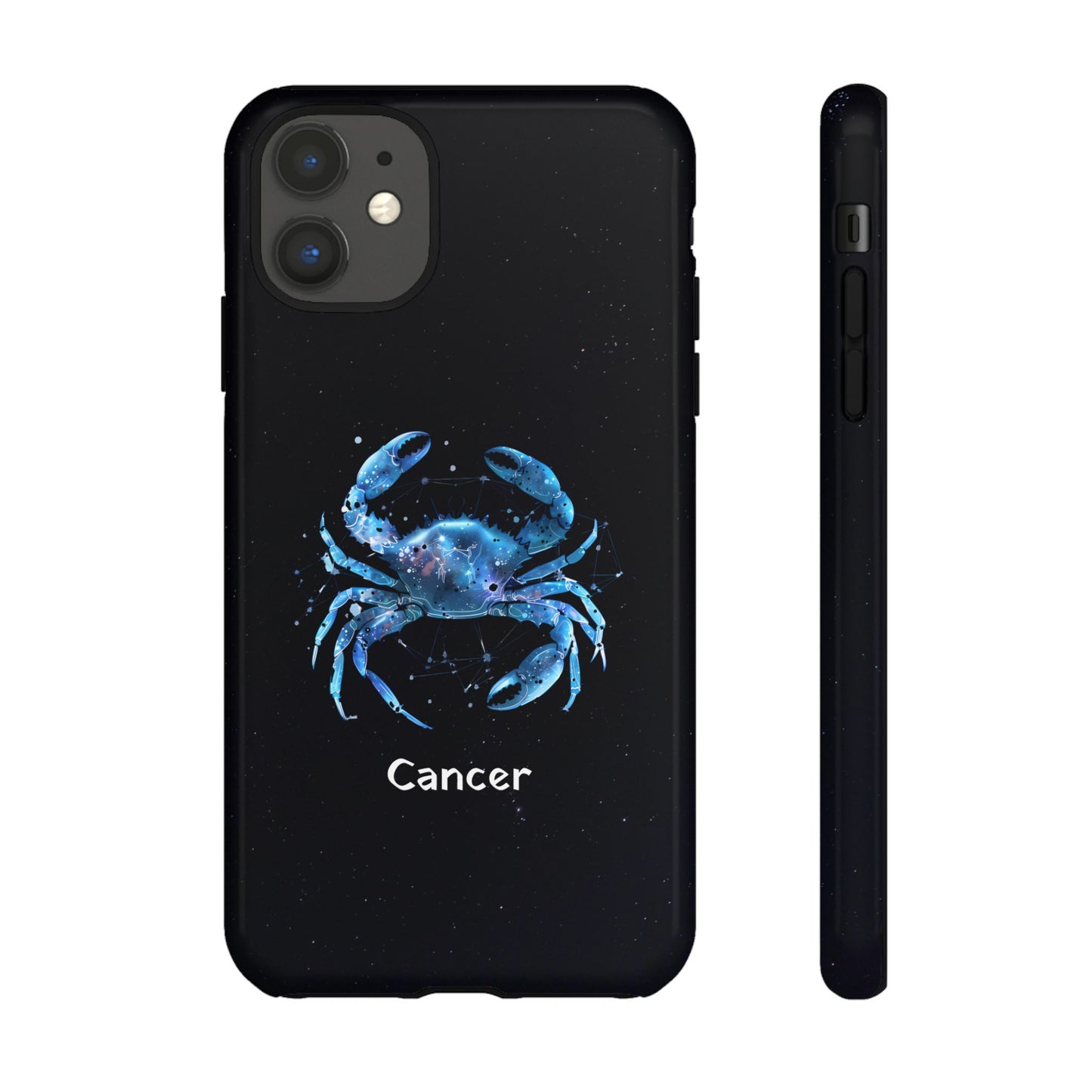 Cancer Zodiac Star Sign Black Glossy Phone Case Tough Protection for iPhone or Samsung Galaxy