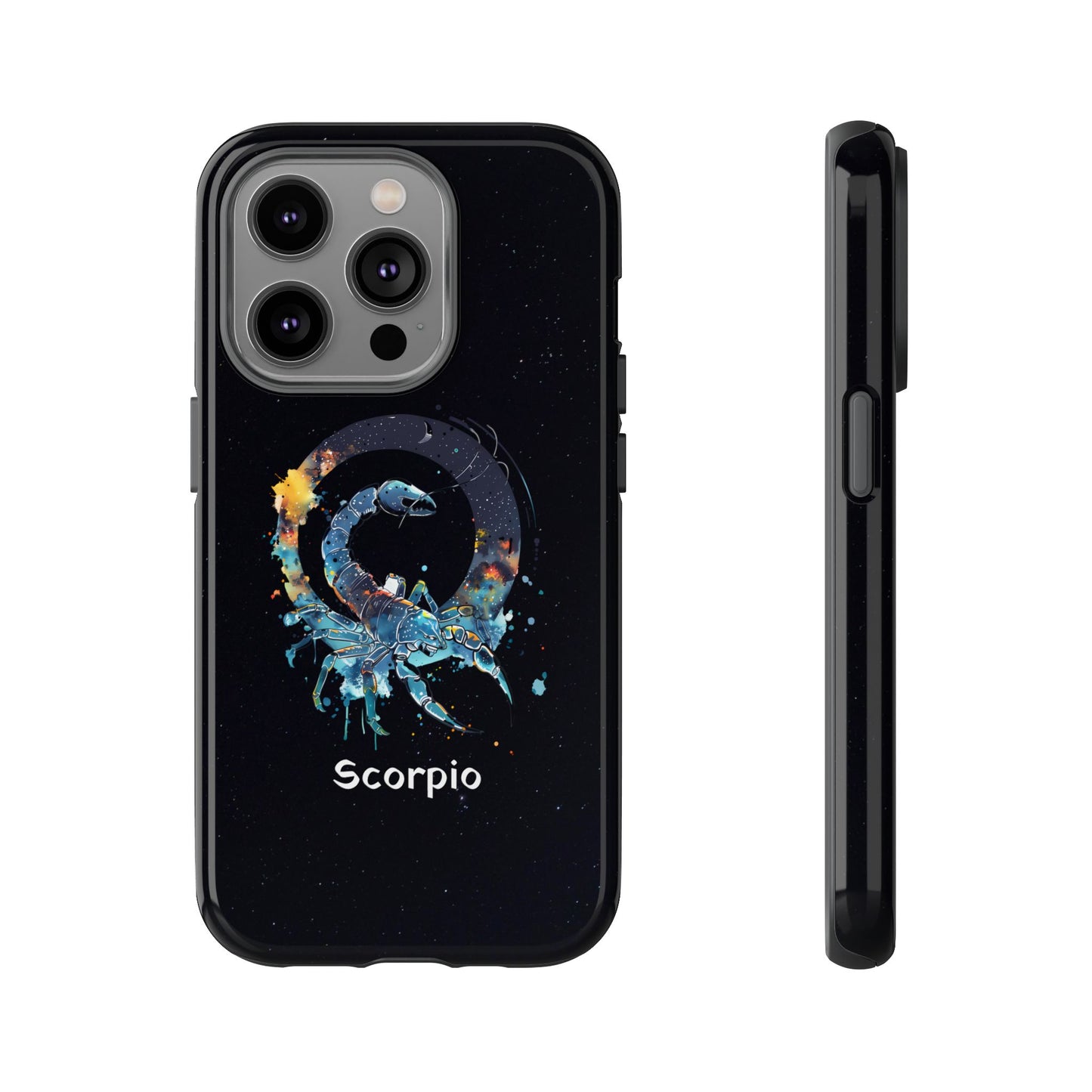 Scorpio Zodiac Star Sign Black Glossy Phone Case Tough Protection for iPhone or Samsung Galaxy