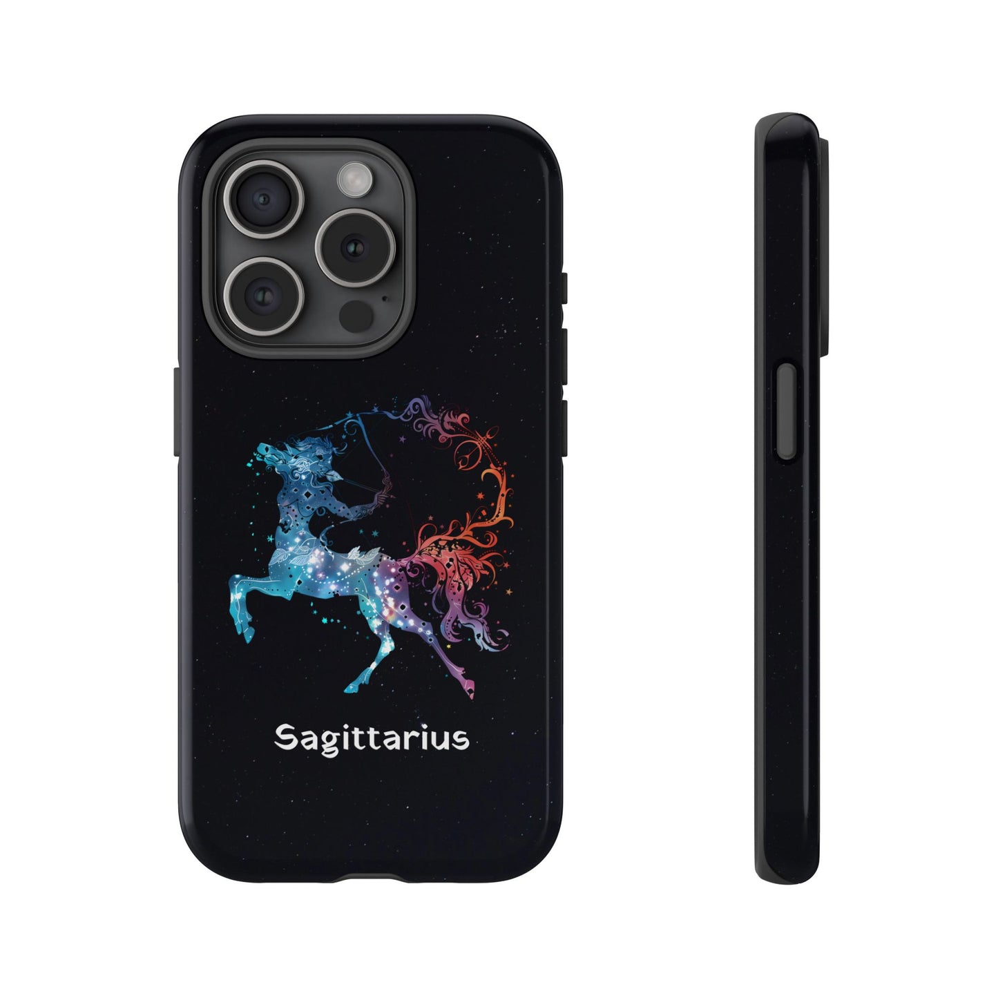 Sagittarius Zodiac Star Sign Black Glossy Phone Case Tough Protection for iPhone or Samsung Galaxy