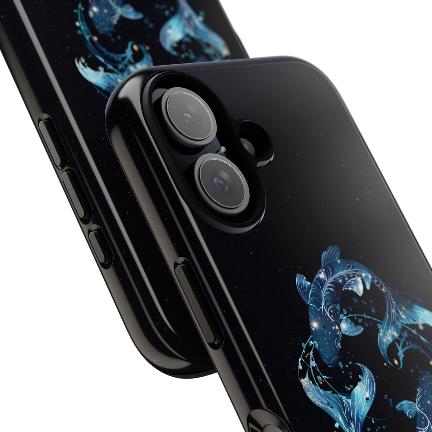 Pisces Zodiac Star Sign Black Glossy Phone Case Tough Protection for iPhone or Samsung Galaxy