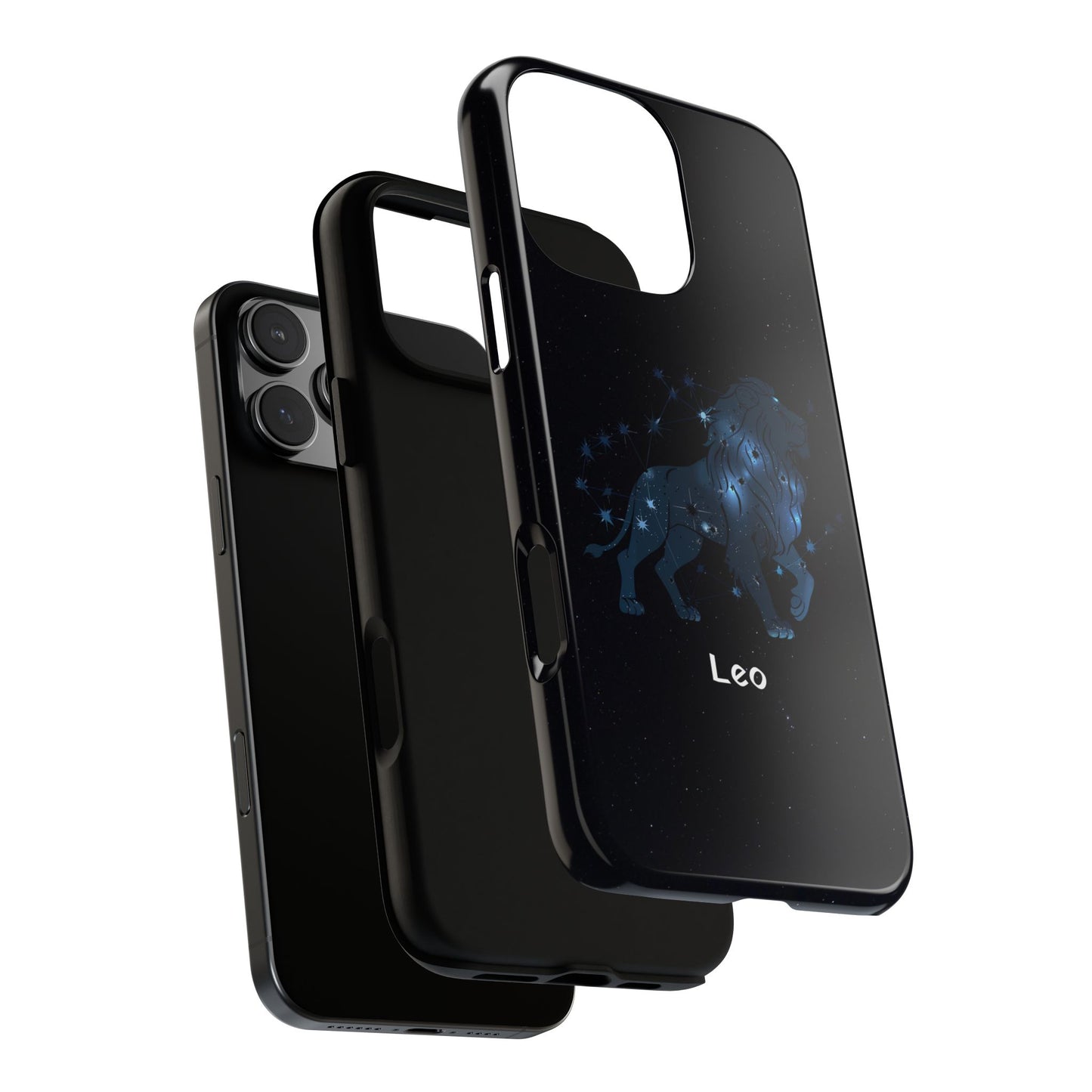 Leo Star Sign Zodiac Black Glossy Phone Case Tough Protection for iPhone or Samsung Galaxy