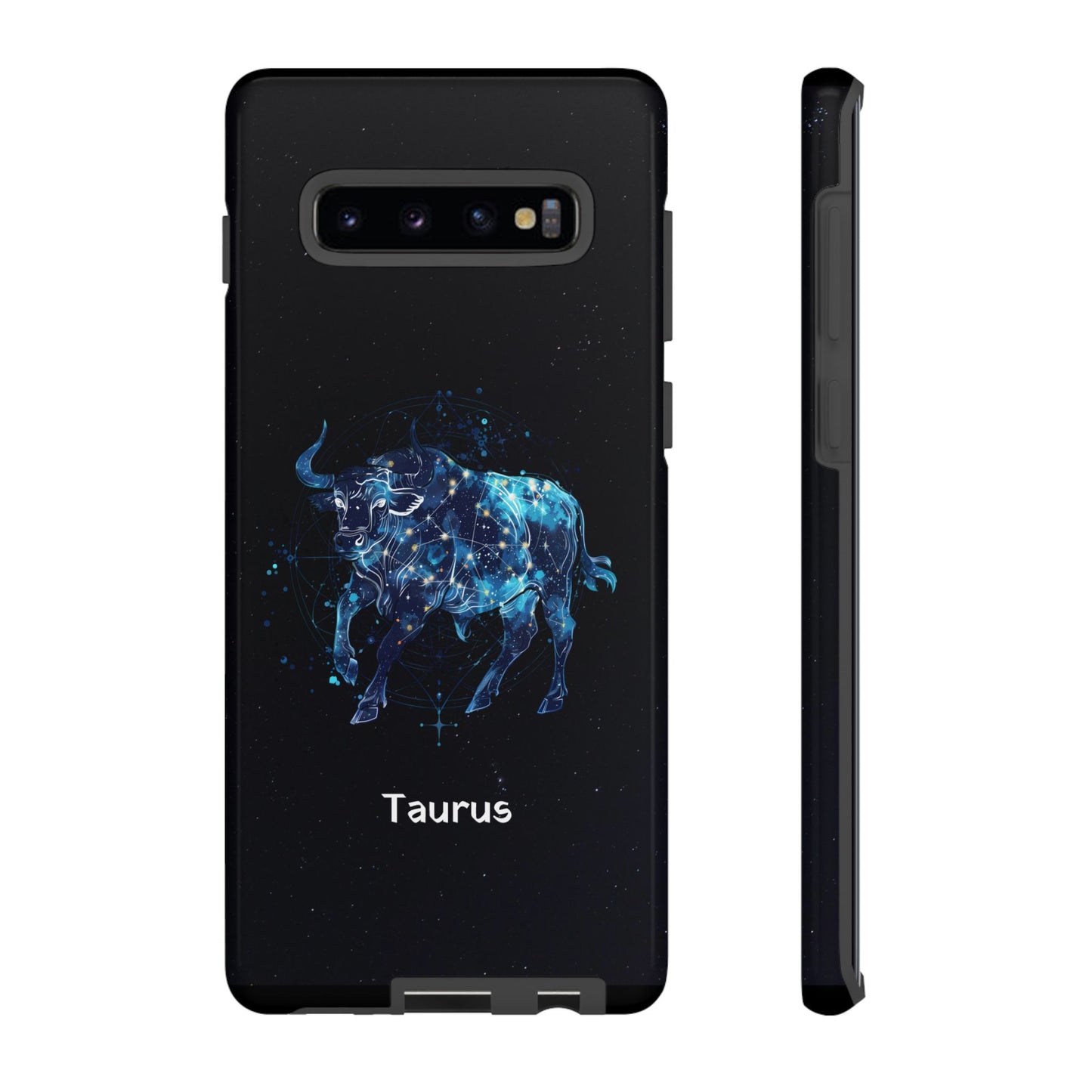 Taurus Zodiac Star Sign Black Glossy Phone Case Tough Protection for iPhone or Samsung Galaxy