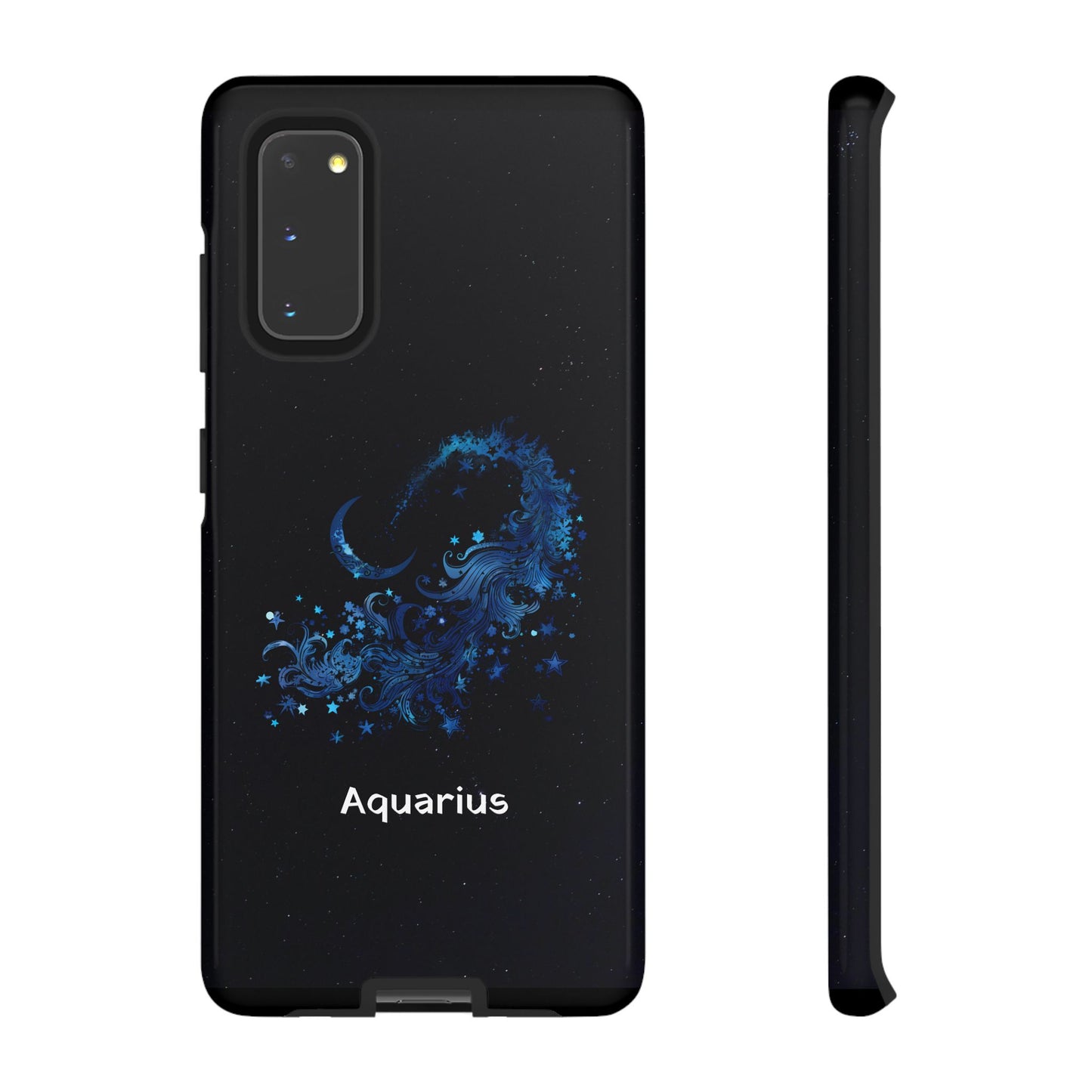 Aquarius Zodiac Star Sign Black Glossy Phone Case Tough Protection for iPhone or Samsung Galaxy