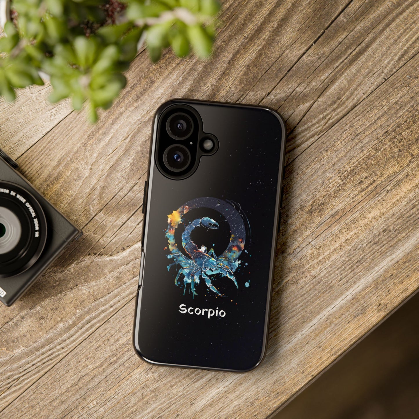 Scorpio Zodiac Star Sign Black Glossy Phone Case Tough Protection for iPhone or Samsung Galaxy