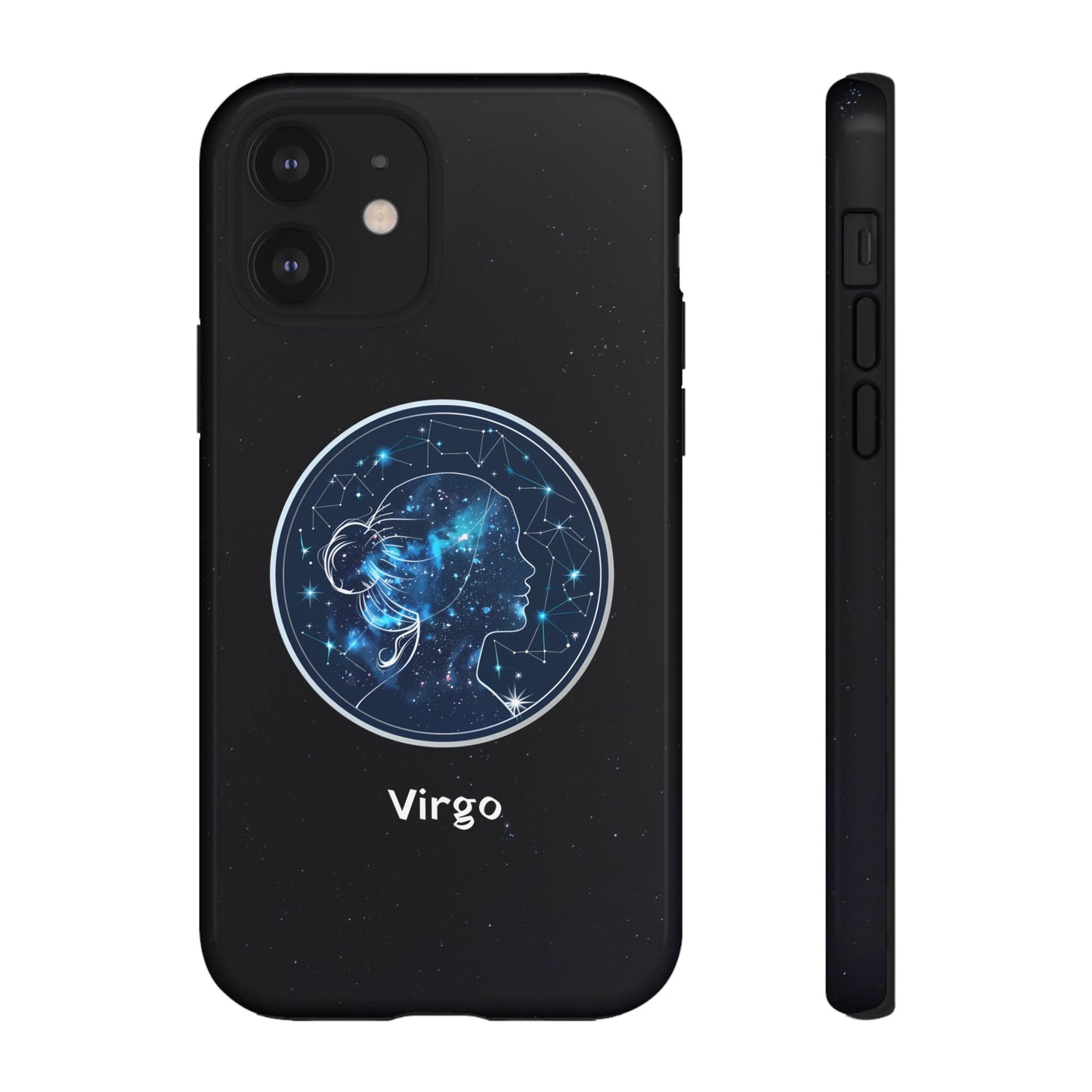 Virgo Zodiac Star Sign Black Glossy Phone Case Tough Protection for iPhone or Samsung Galaxy